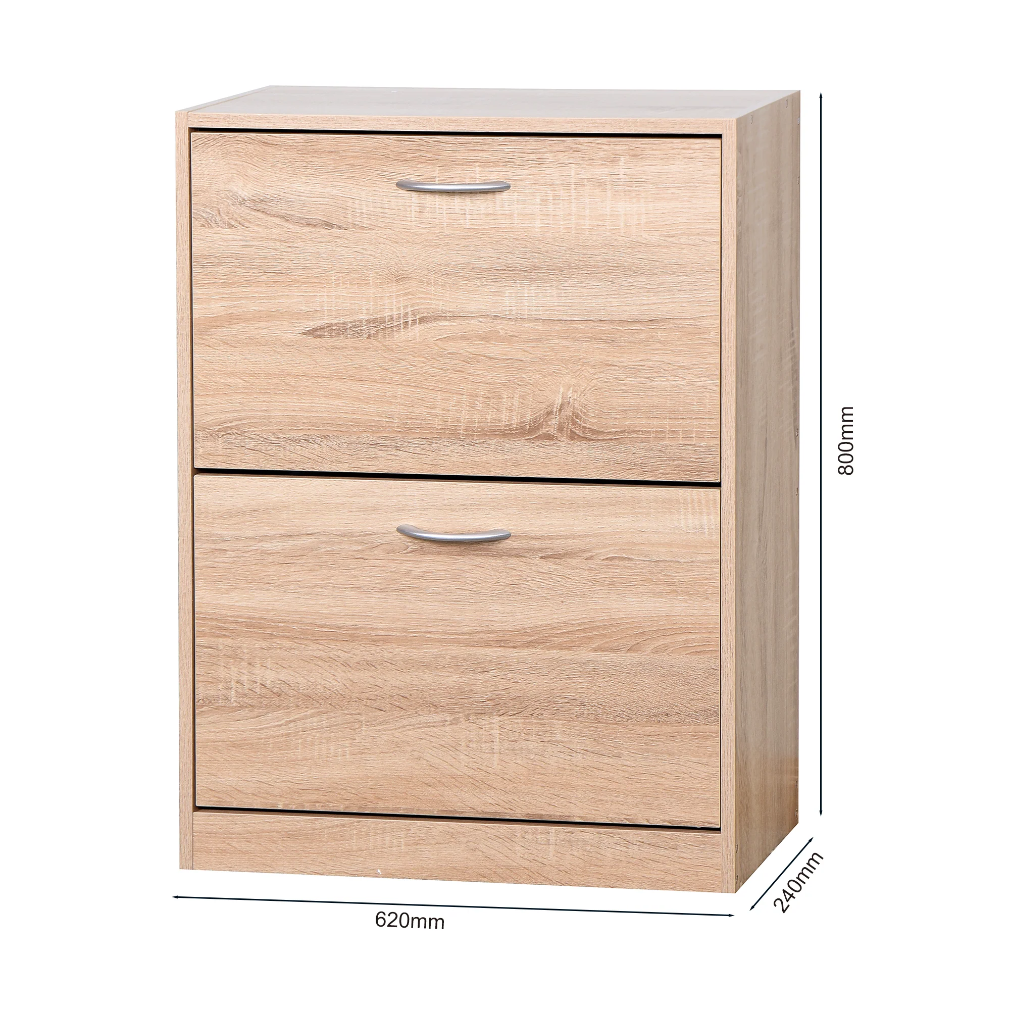 Shoe Cabinet 2 Hinged Doors Entryway Storage - Vintage Wood Grain - Image 2