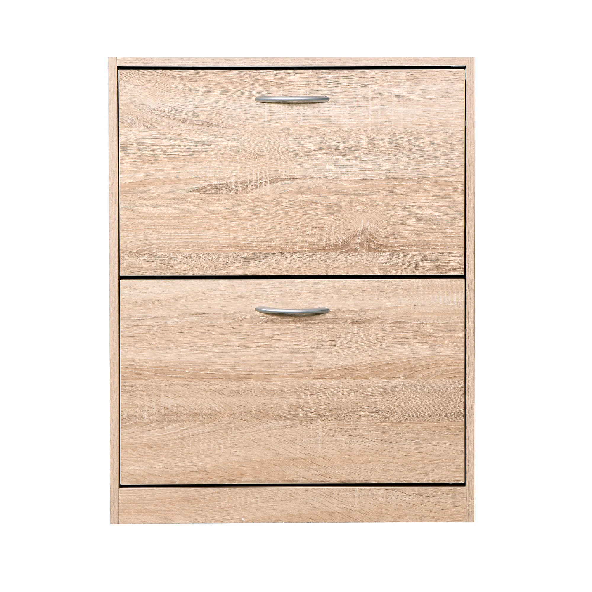 Shoe Cabinet 2 Hinged Doors Entryway Storage - Vintage Wood Grain - Image 6