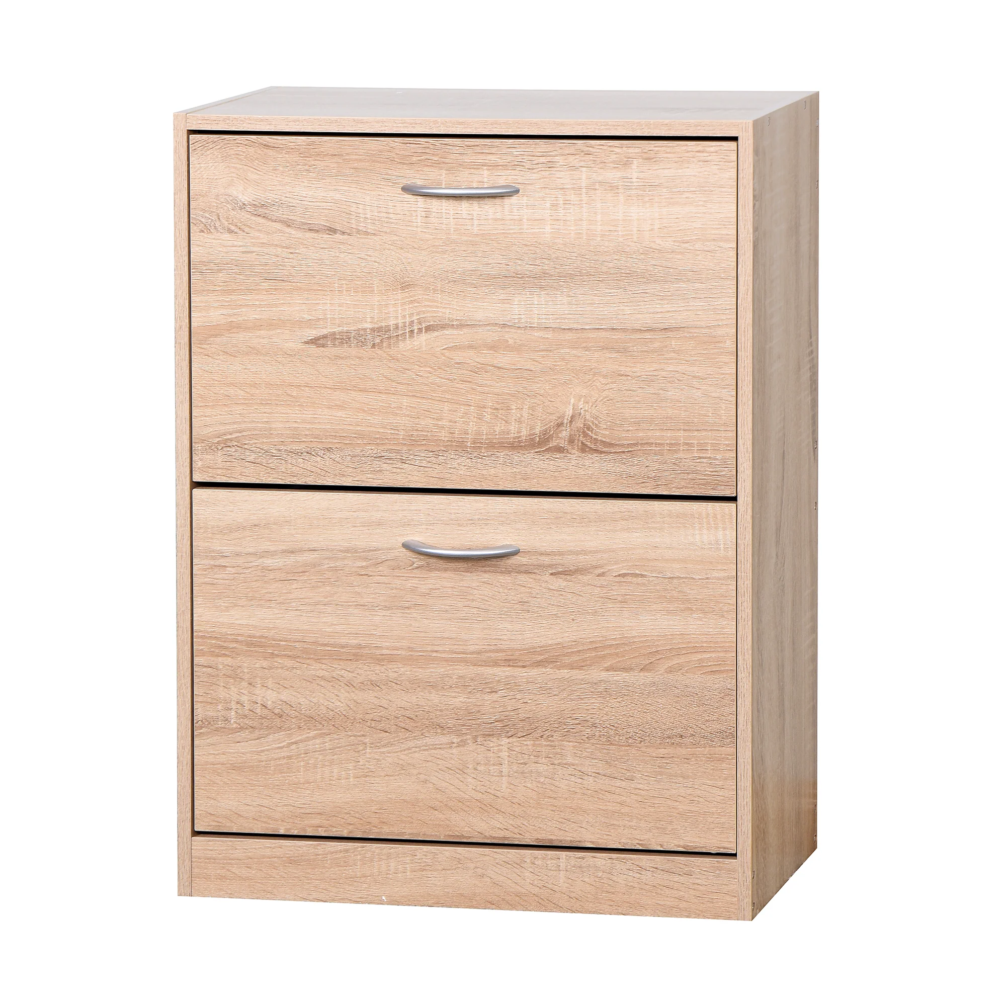 Shoe Cabinet 2 Hinged Doors Entryway Storage - Vintage Wood Grain - Image 9