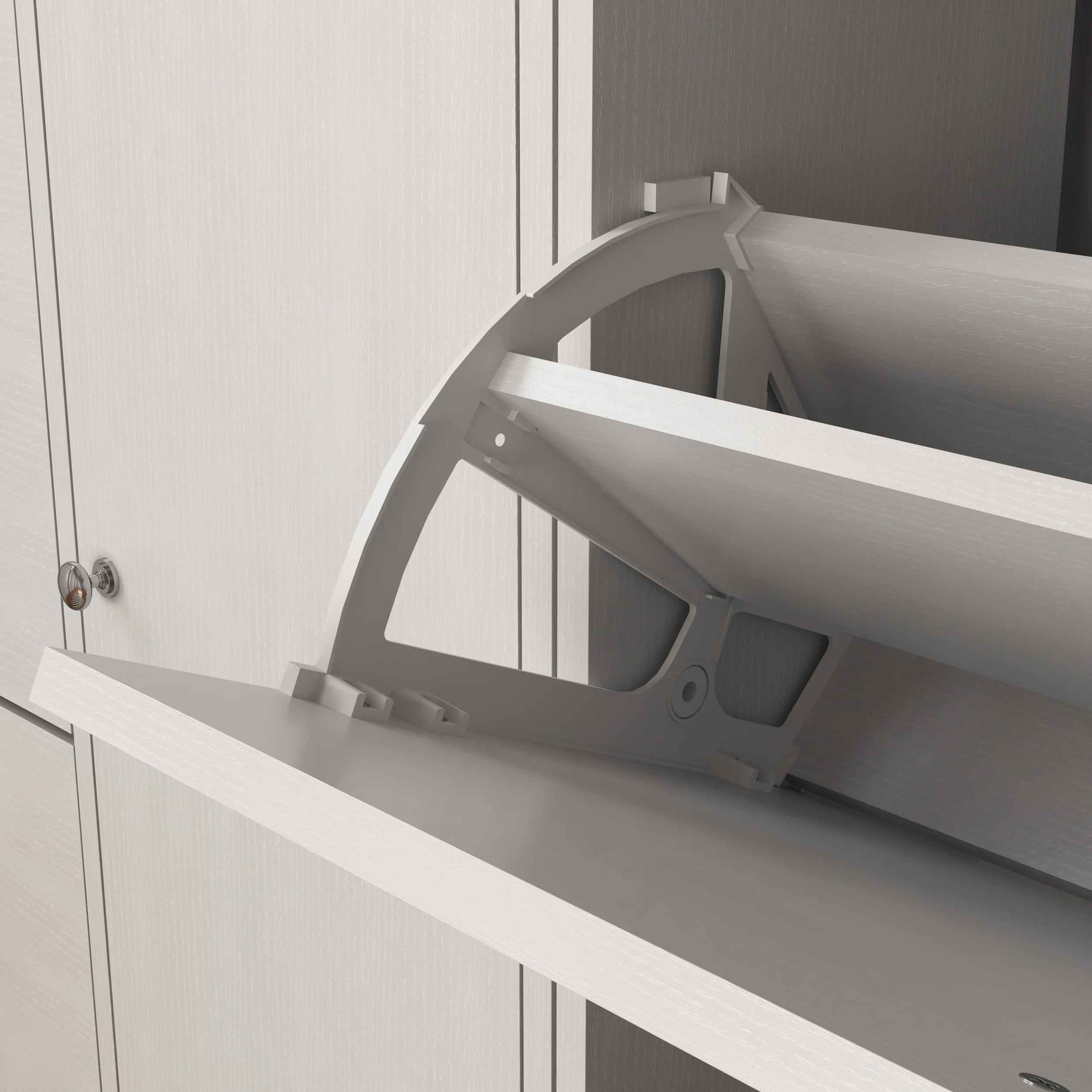 Shoe Cabinet Freestanding 3 Drop-Down Drawers Adjustable Shelf - Image 3