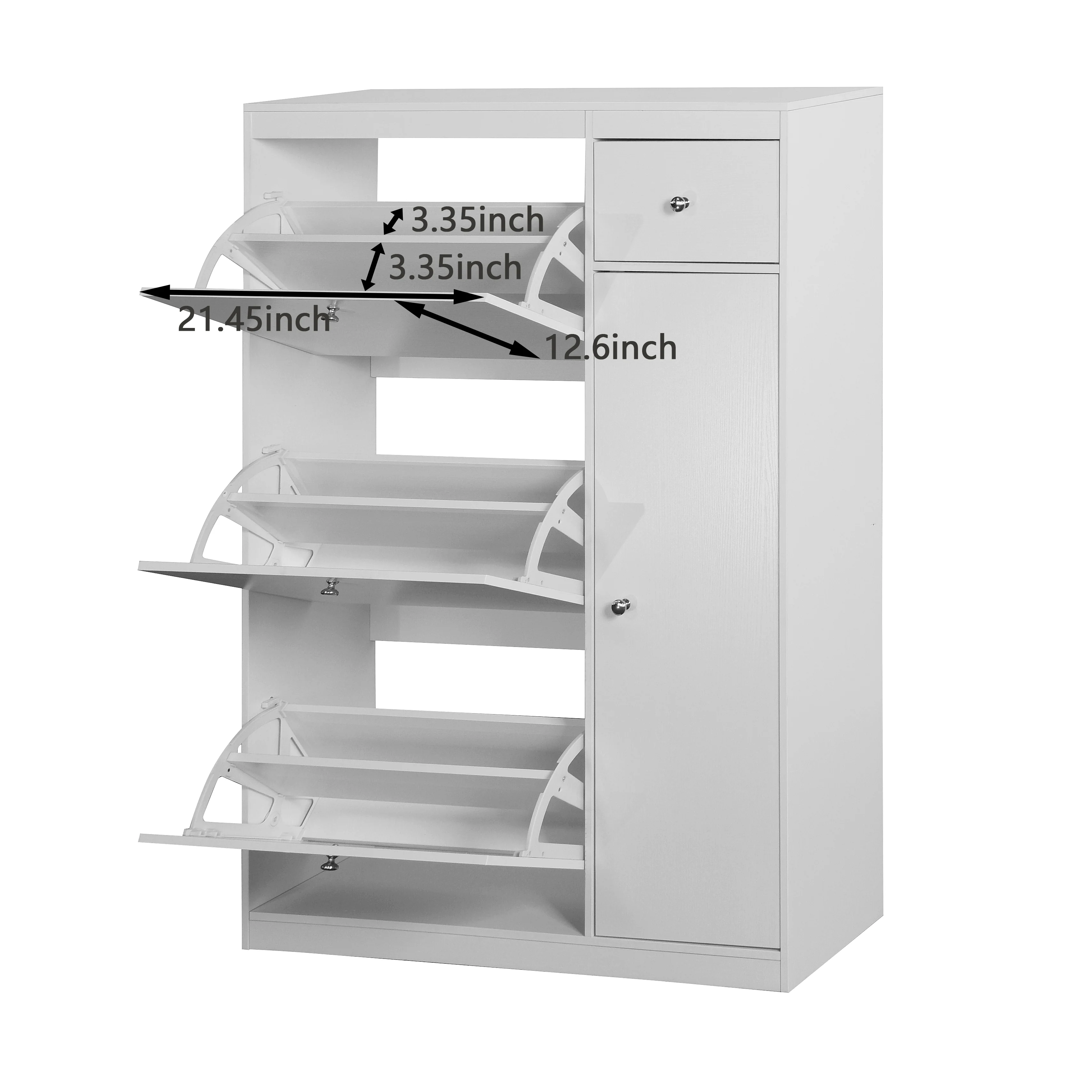Shoe Cabinet Freestanding 3 Drop-Down Drawers Adjustable Shelf - Image 9