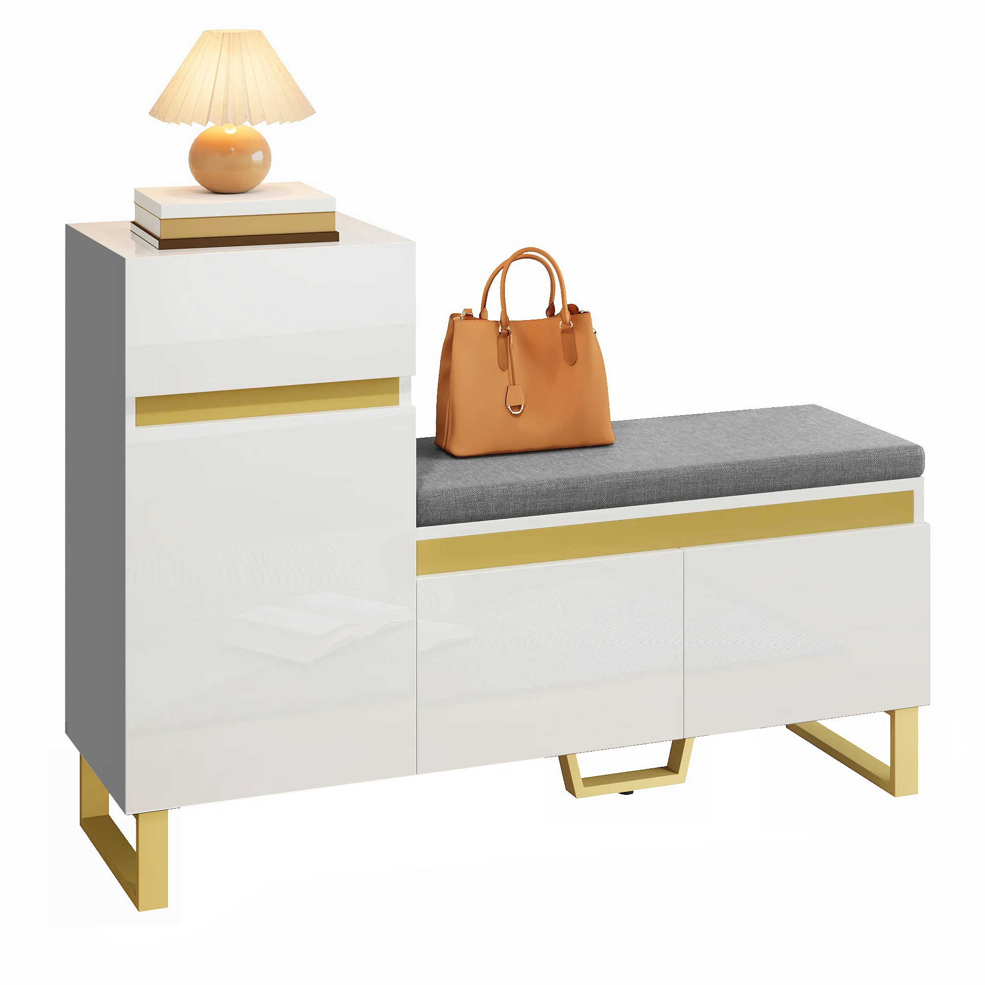 Shoe Cabinet Large Capacity Multi-Tier Entryway Storage Drawers and Doors - White - Image 2