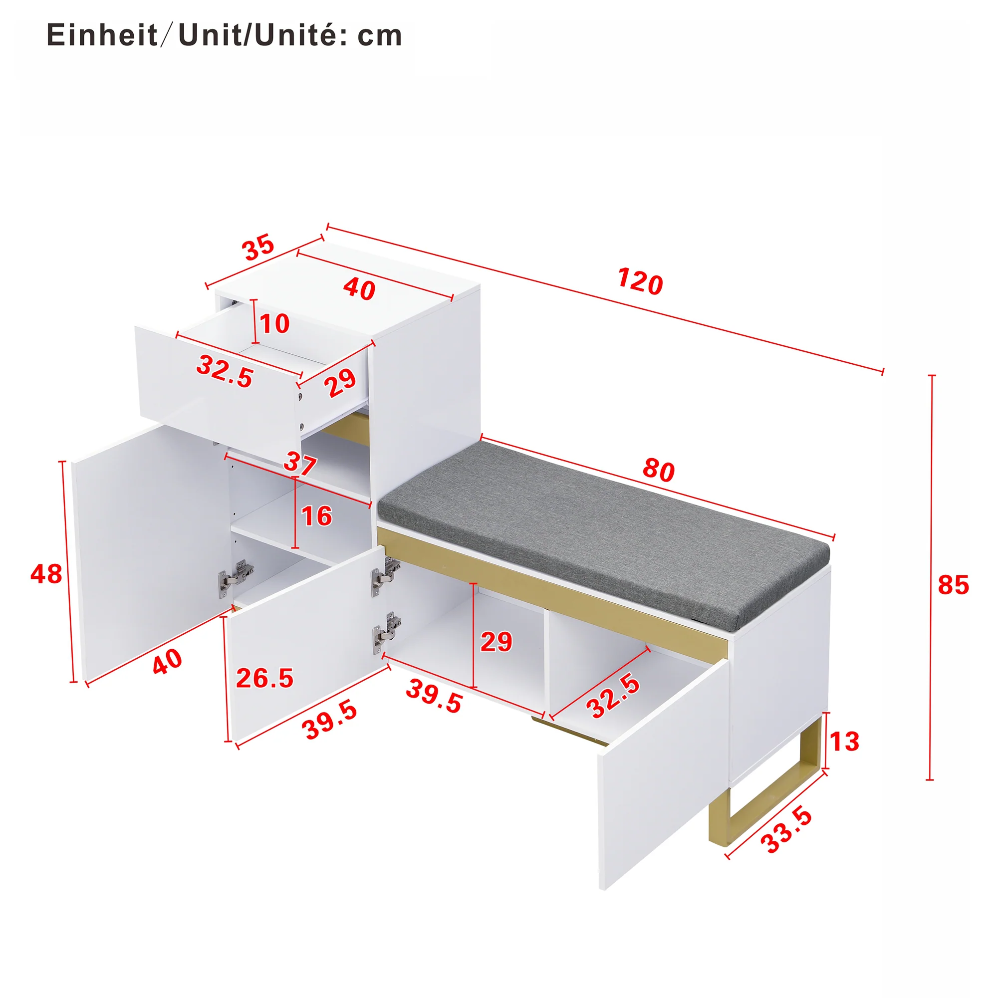 Shoe Cabinet Large Capacity Multi-Tier Entryway Storage Drawers and Doors - White - Image 4