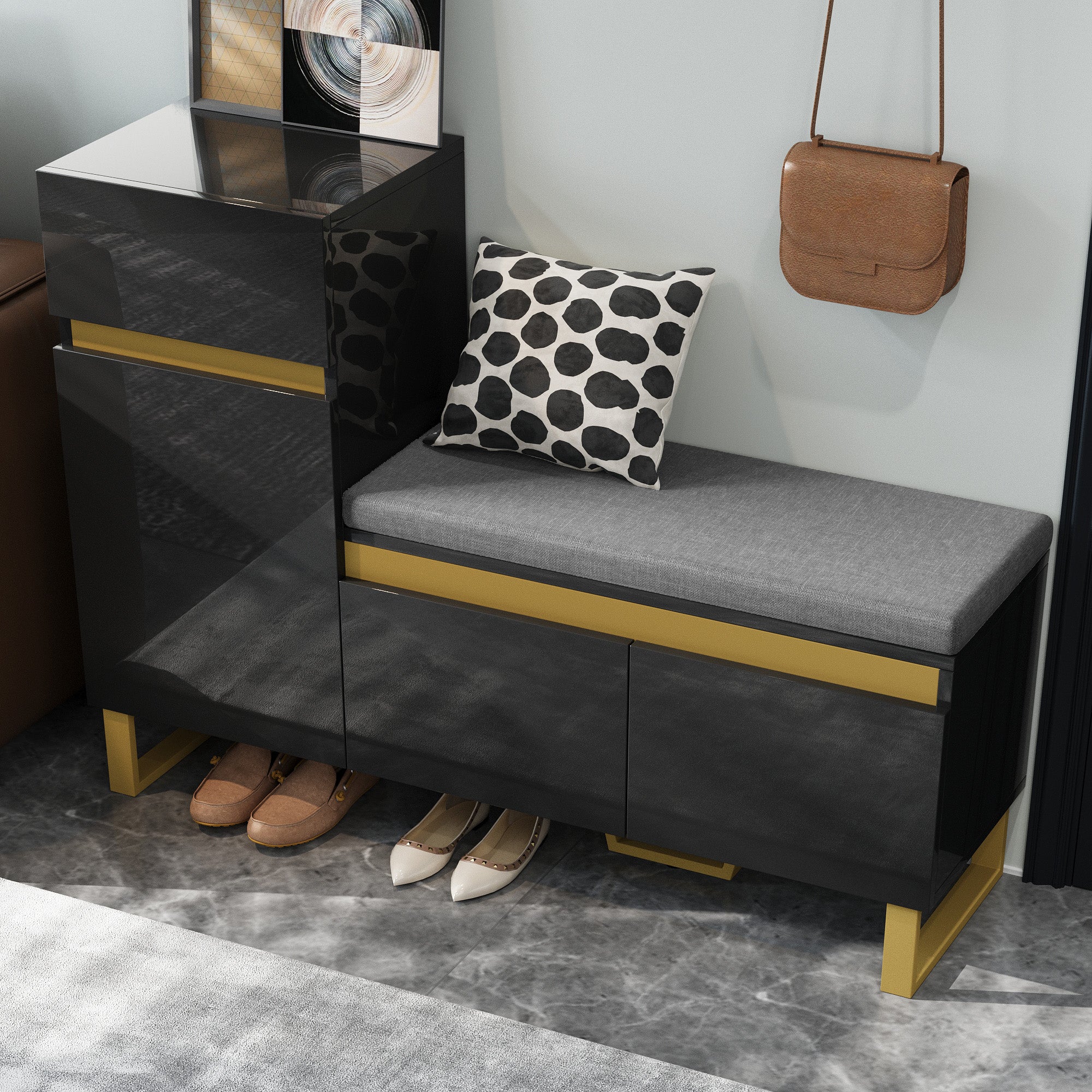 Shoe Cabinet Large Capacity Multi-Tier Storage with Drawers and Doors Entryway Organizer - Image 10
