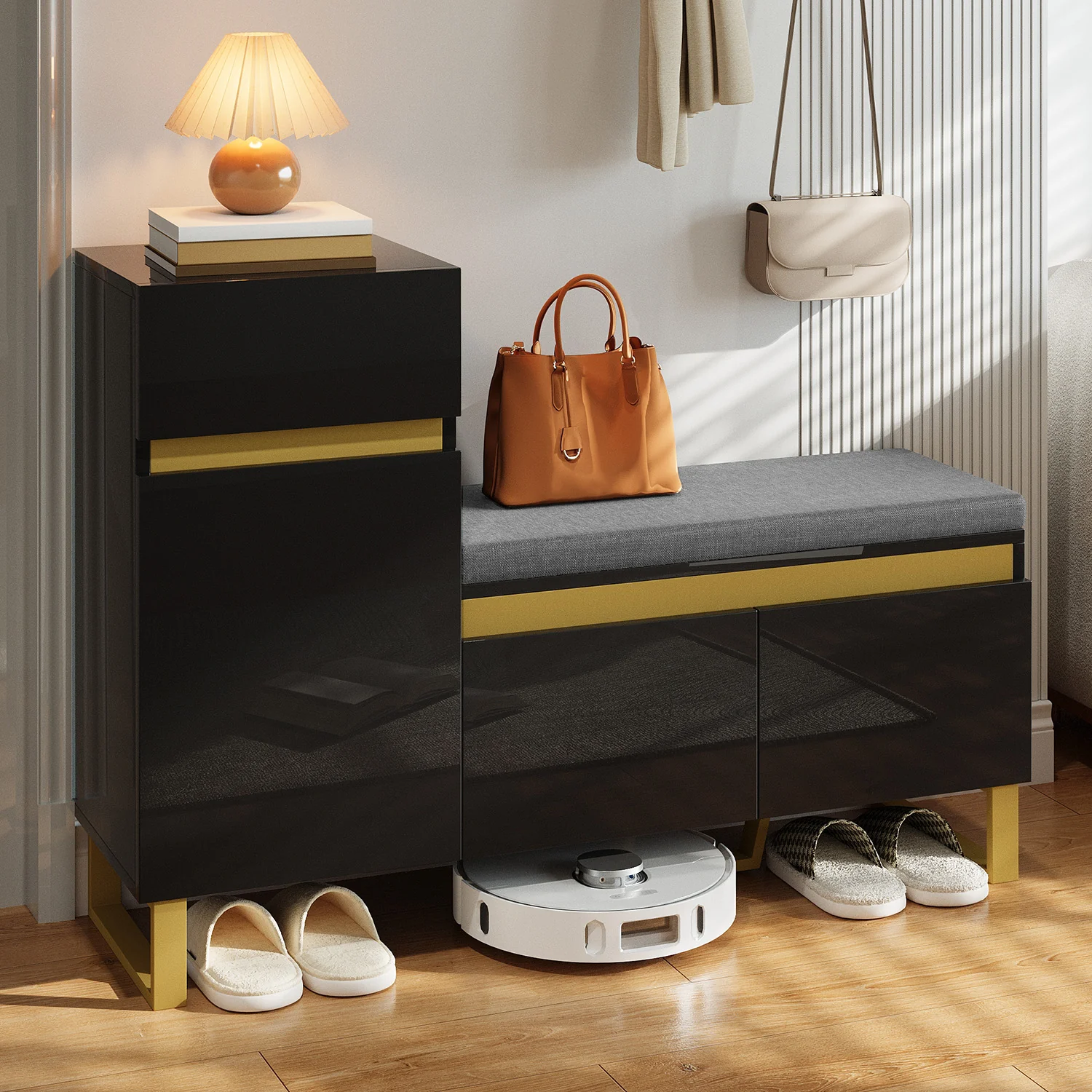 Shoe Cabinet Large Capacity Multi-Tier Storage with Drawers and Doors Entryway Organizer - Image 6