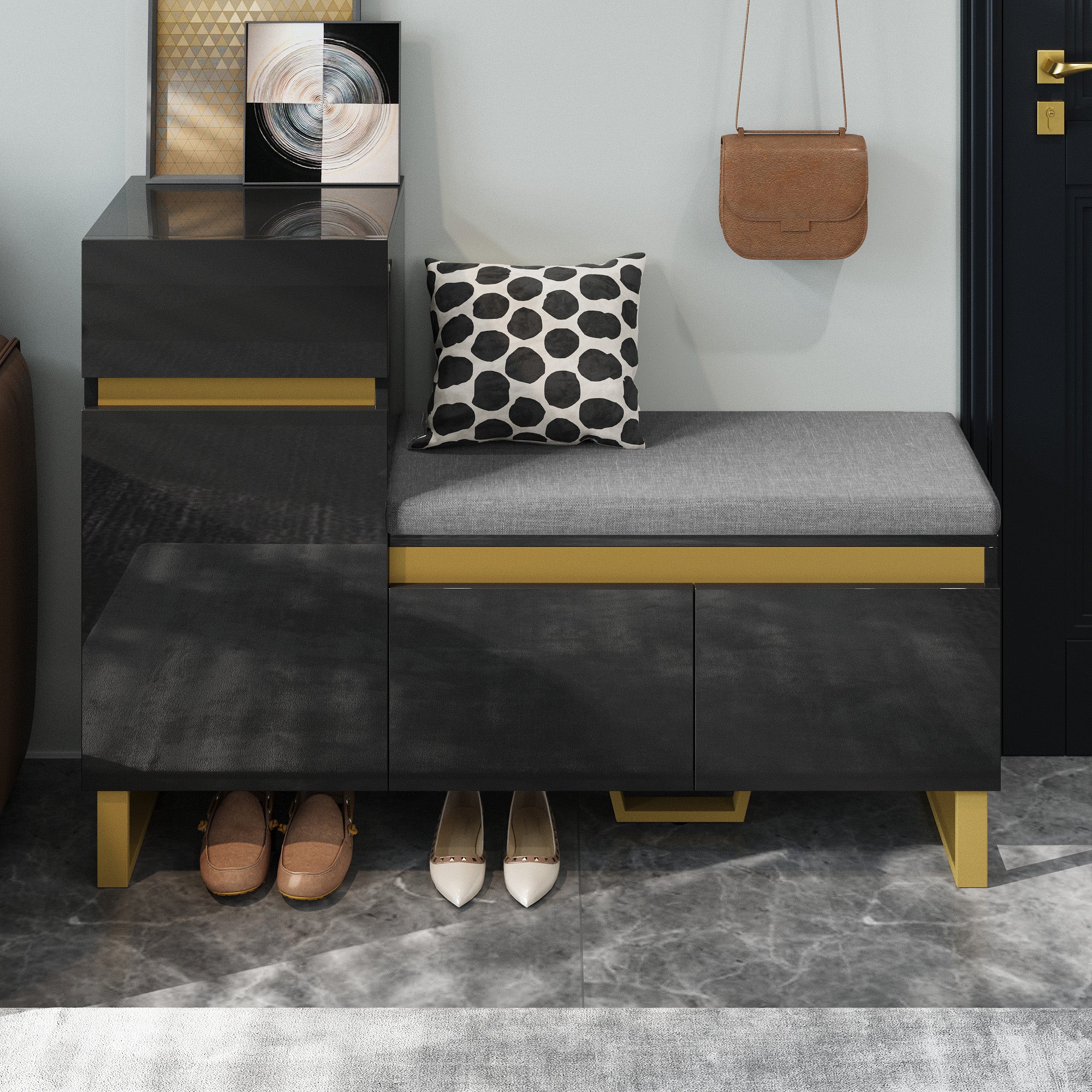 Shoe Cabinet Large Capacity Multi-Tier Storage with Drawers and Doors Entryway Organizer - Image 7
