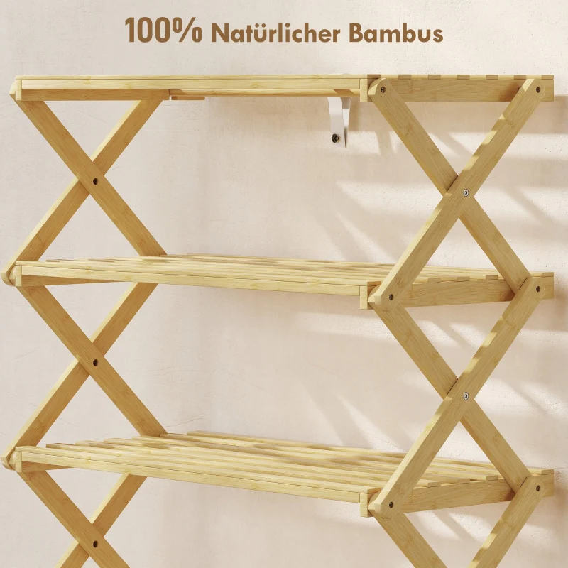 Shoe Rack 4-Tier 12-Pair Storage 60x29x67cm - Bamboo Natural - Image 5