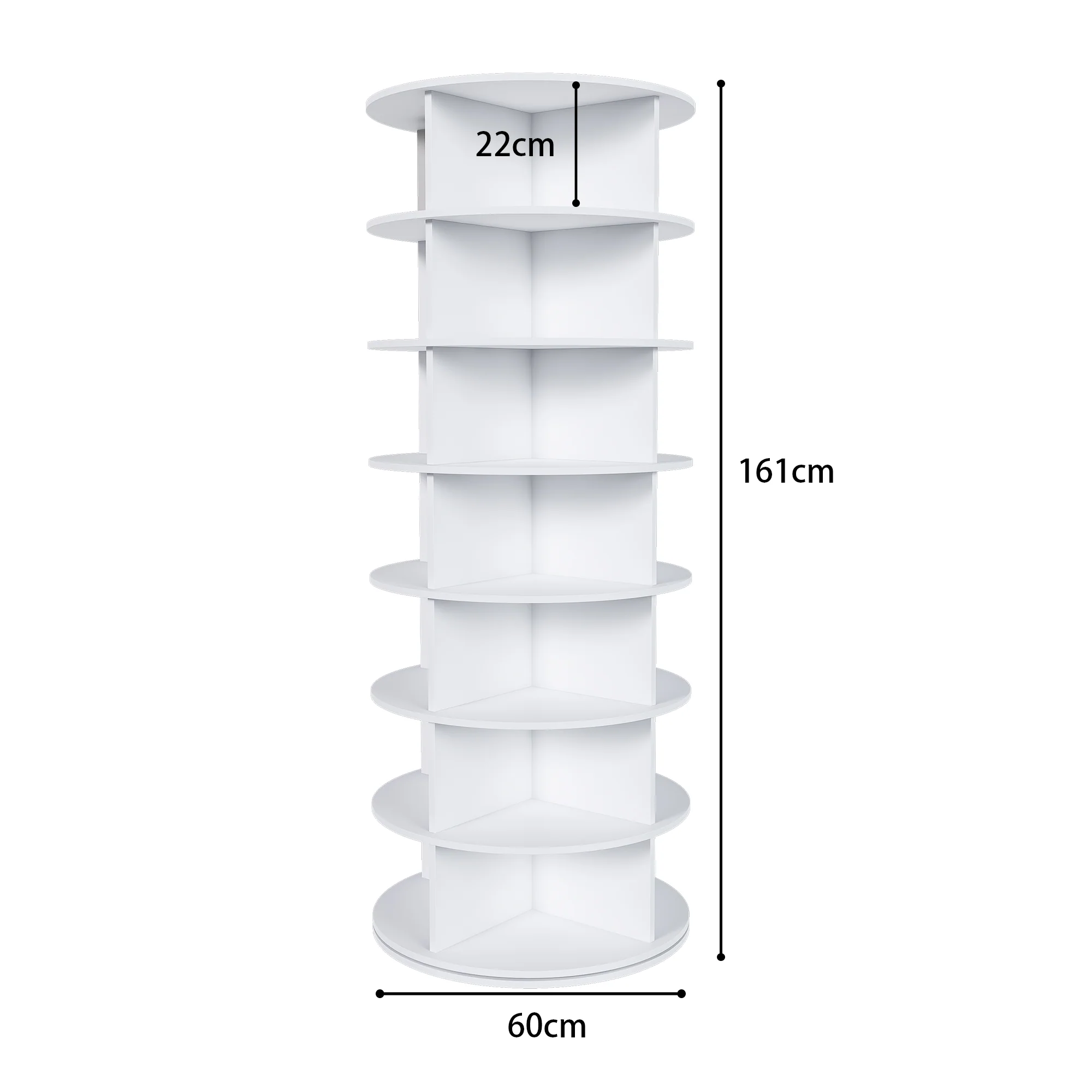 Shoe Rack Tower 7-Tier 360° Rotatable 28 Pairs - White - Image 4