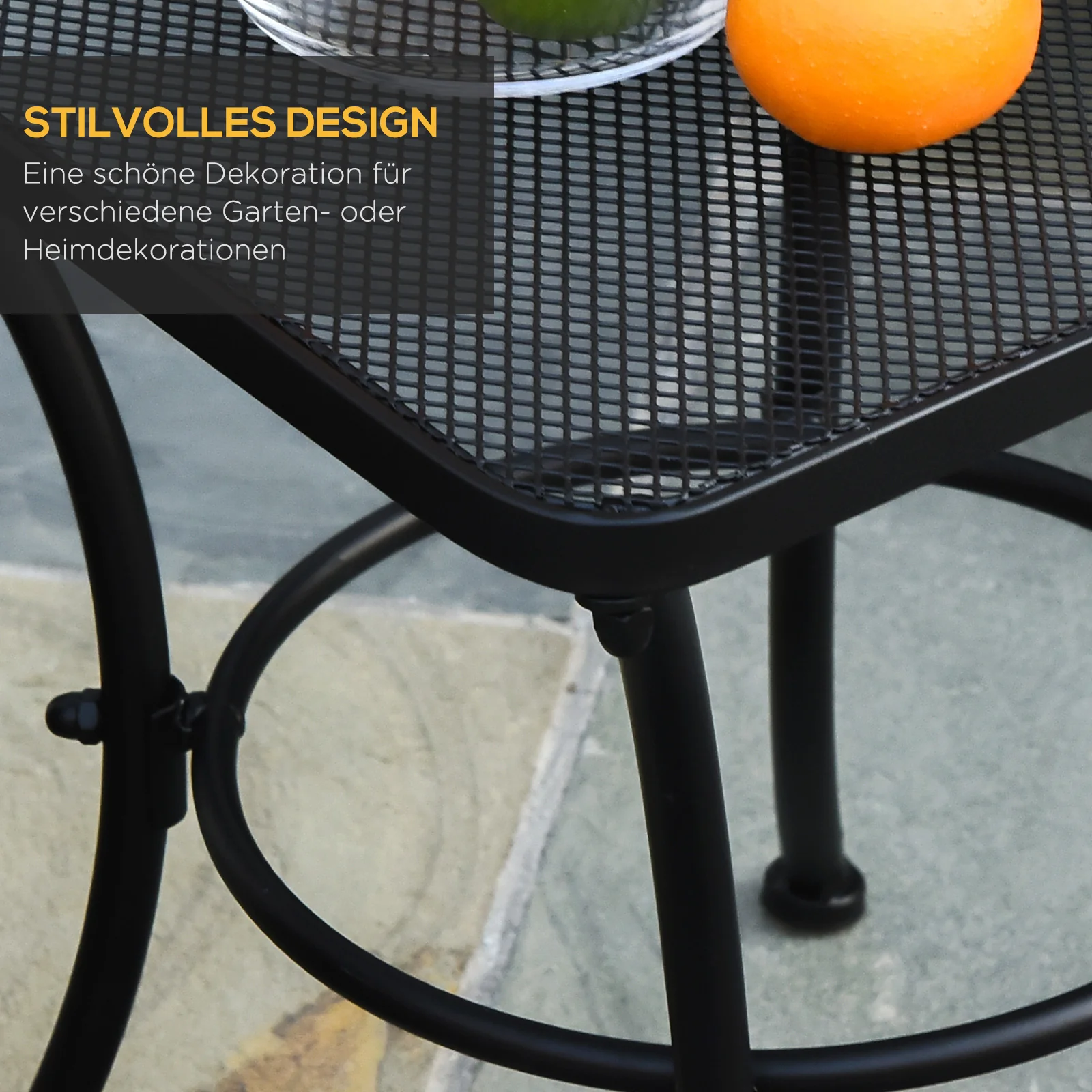 Side Table, Garden/Balcony Coffee Table 45x45x50cm, Metal Black - Image 5