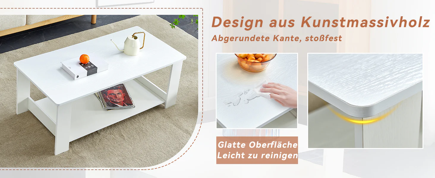 Side Table Modern Simple 110x55x42cm 2-Tier Storage White Wood Grain - Image 10