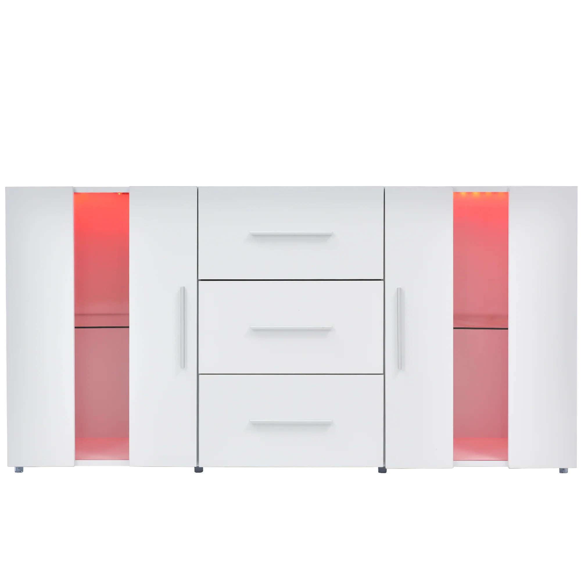 Sideboard, 16-Color LED Lights, 140x35x70cm, for Dining & Living Room - Image 4