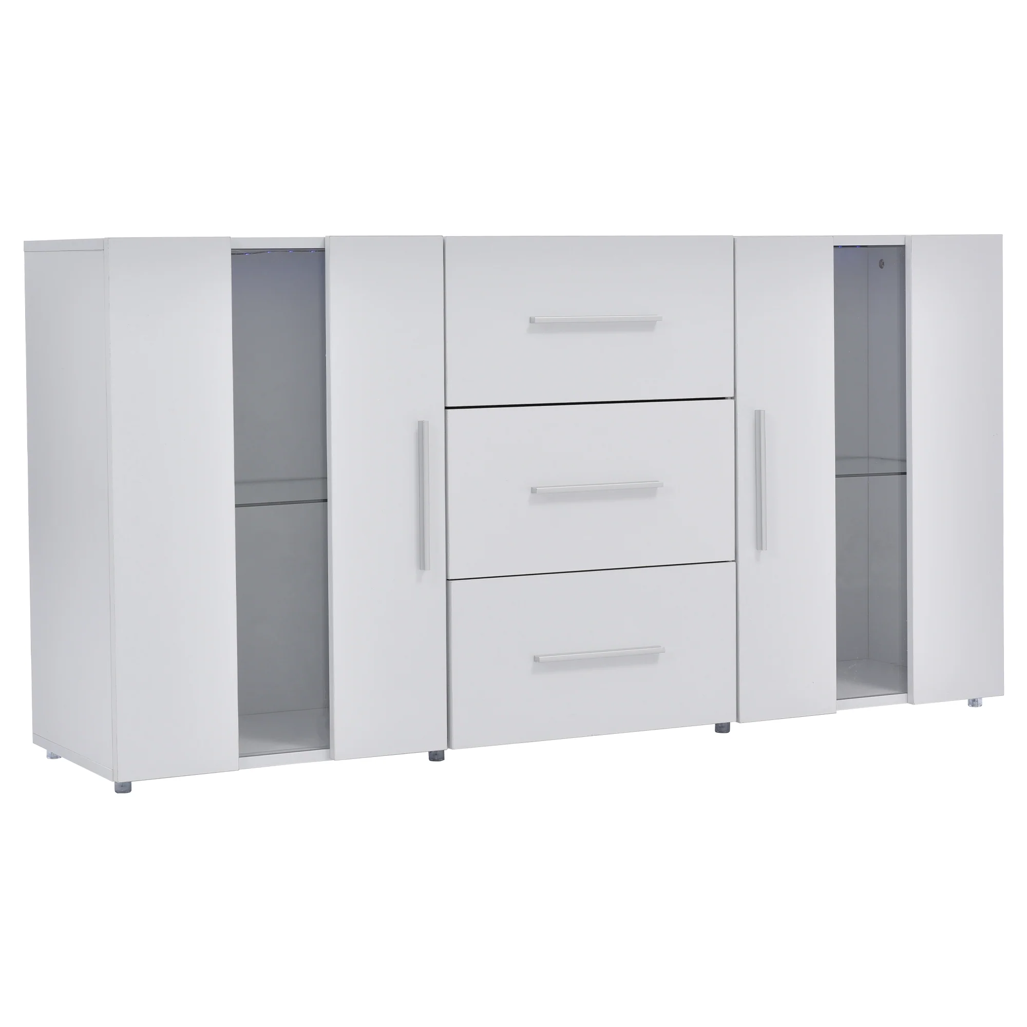 Sideboard, 16-Color LED Lights, 140x35x70cm, for Dining & Living Room - Image 7