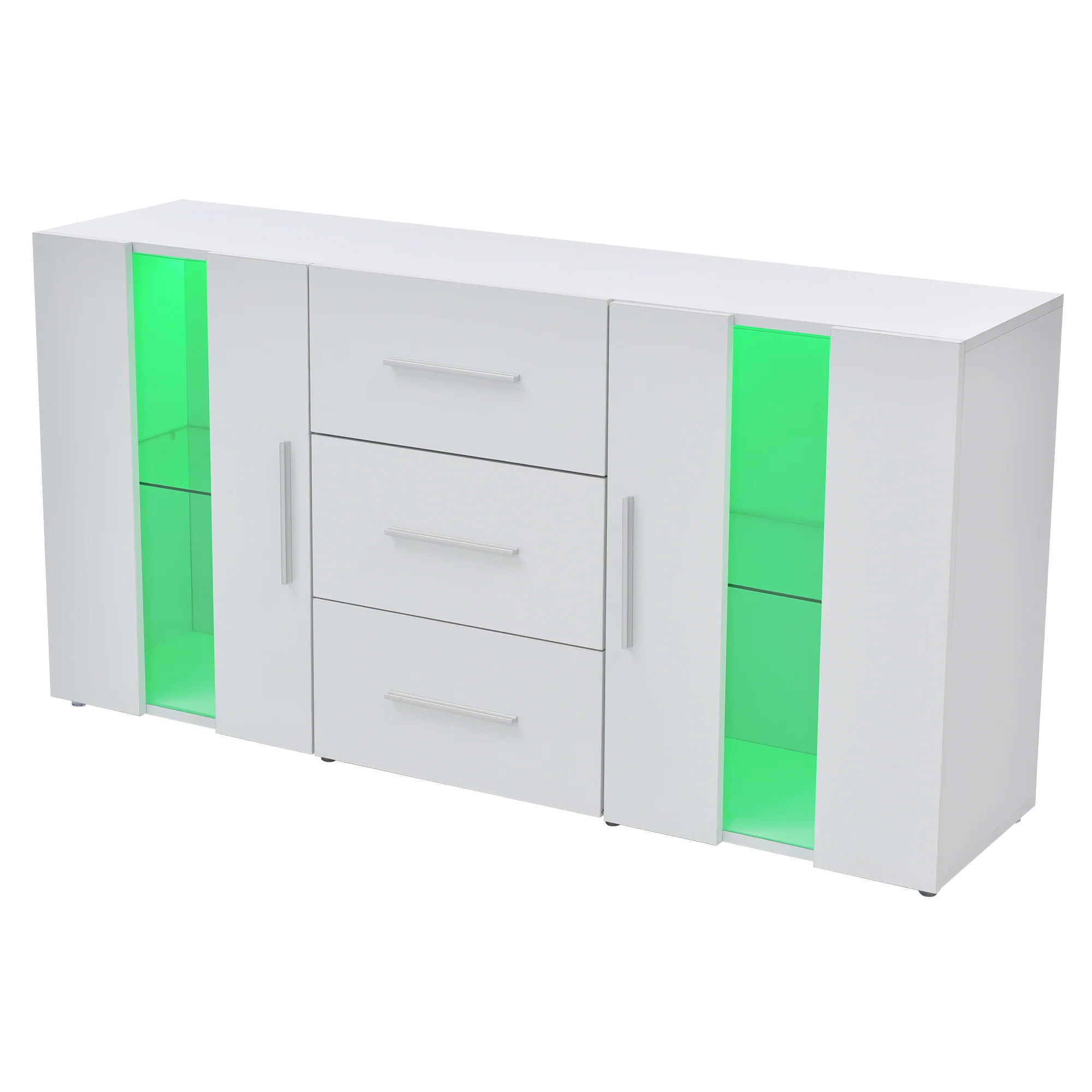 Sideboard, 16-Color LED Lights, 140x35x70cm, for Dining & Living Room - Image 9