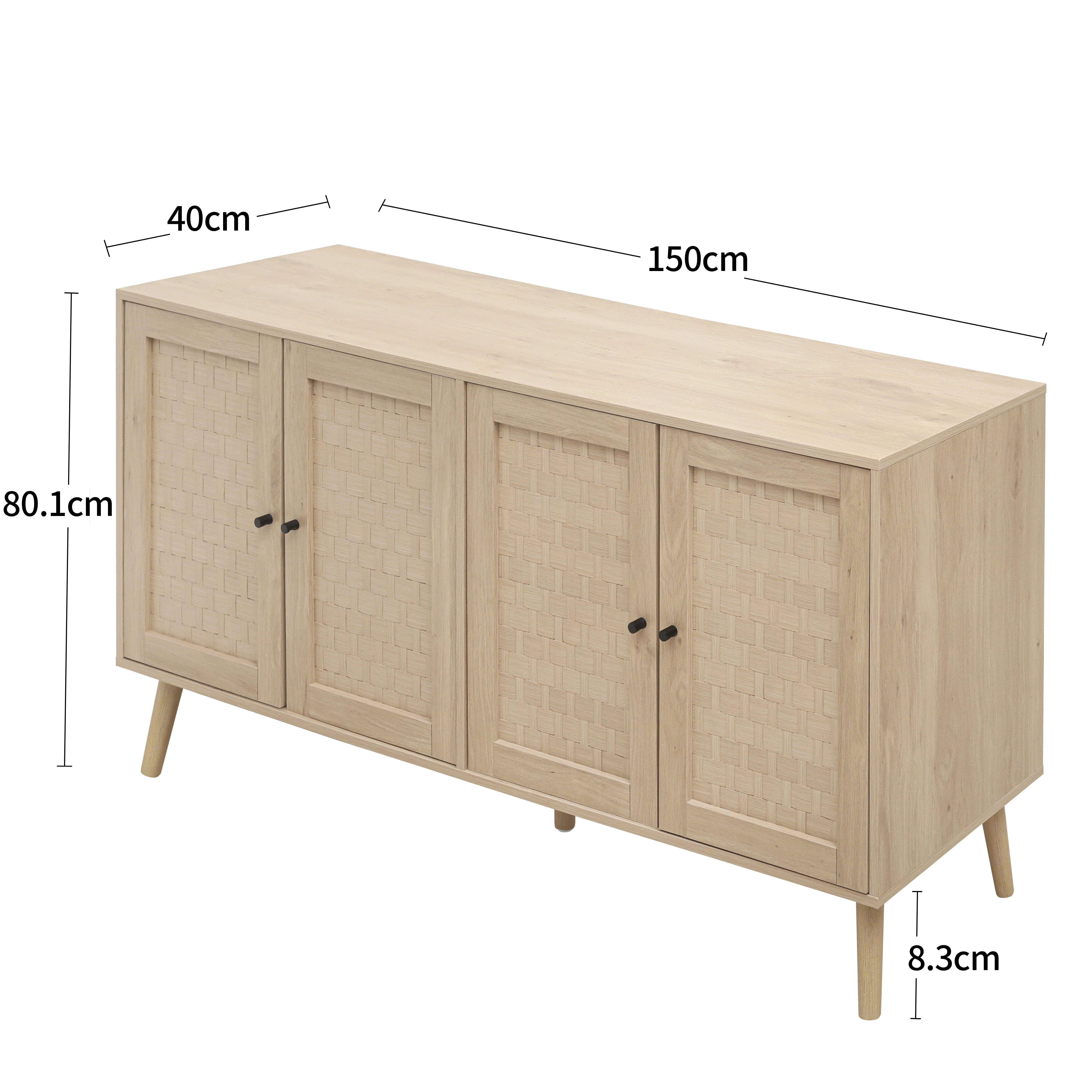 Sideboard 4 Doors Unique Wave Pattern 150x40x80cm - Wood Look - Image 7