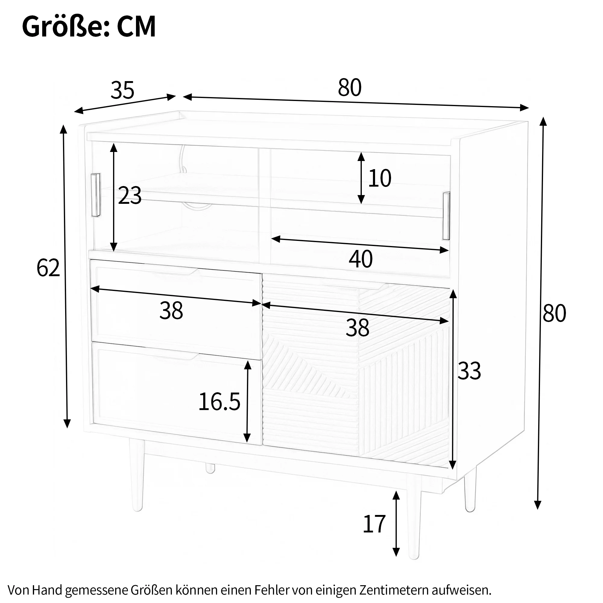 Sideboard 80cm Wide Light Strip Glass Door - Image 5