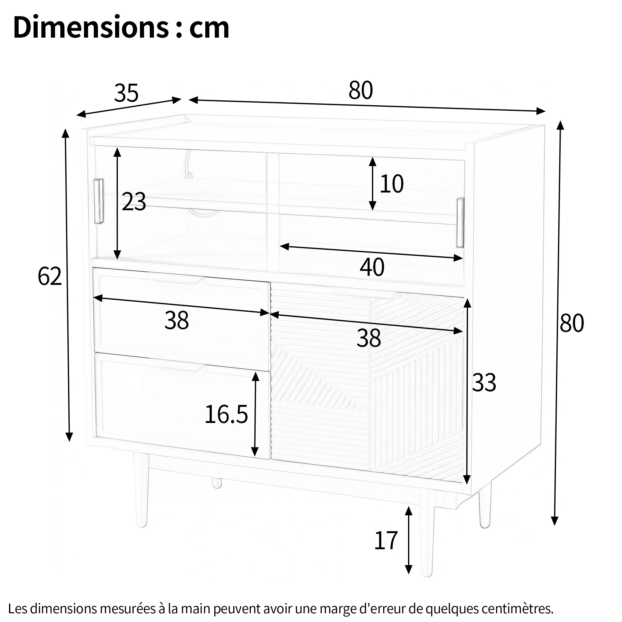 Sideboard 80cm Wide Light Strip Glass Door - Image 7