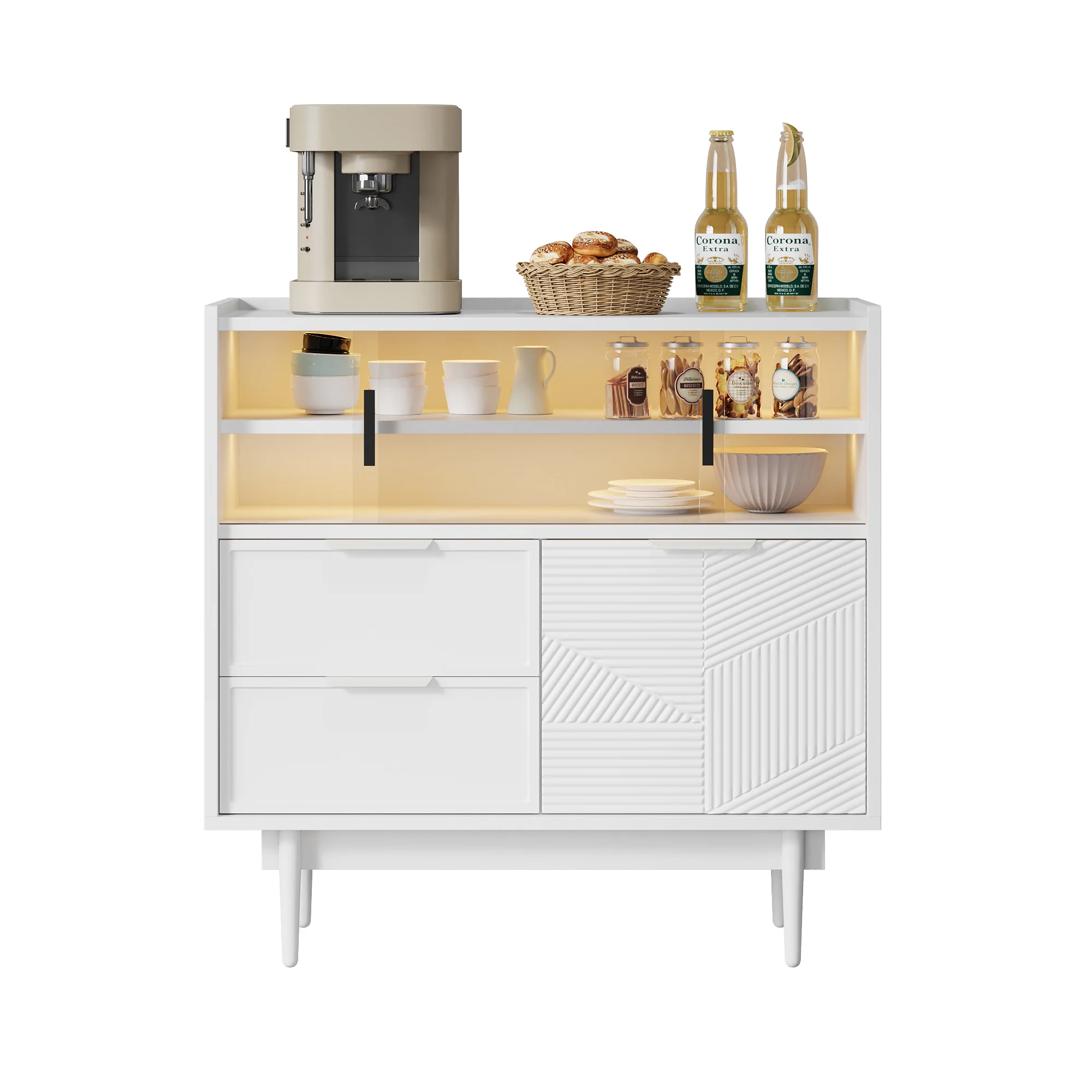 Sideboard 80cm Wide Light Strip Glass Door - Image 8