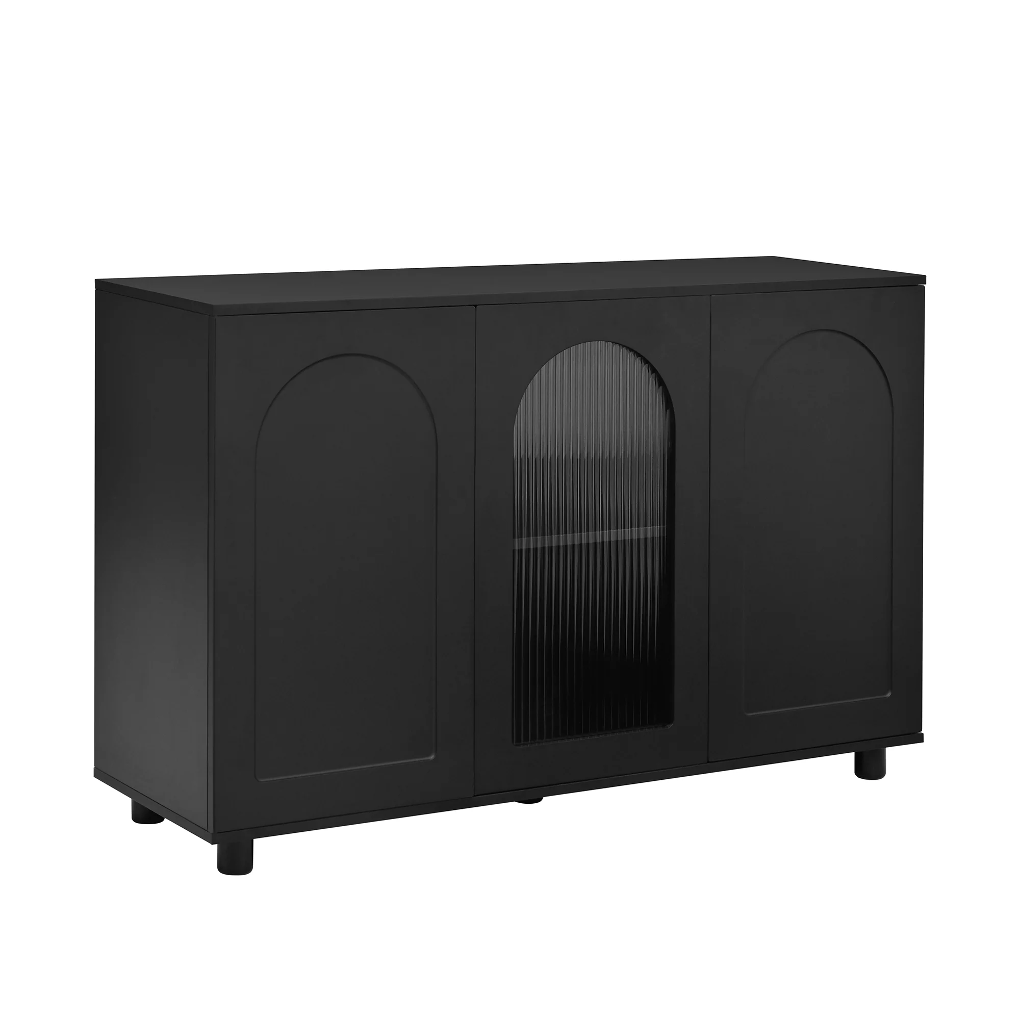 Sideboard U-Shaped Glass Door Rebounder Design - Black - Image 9