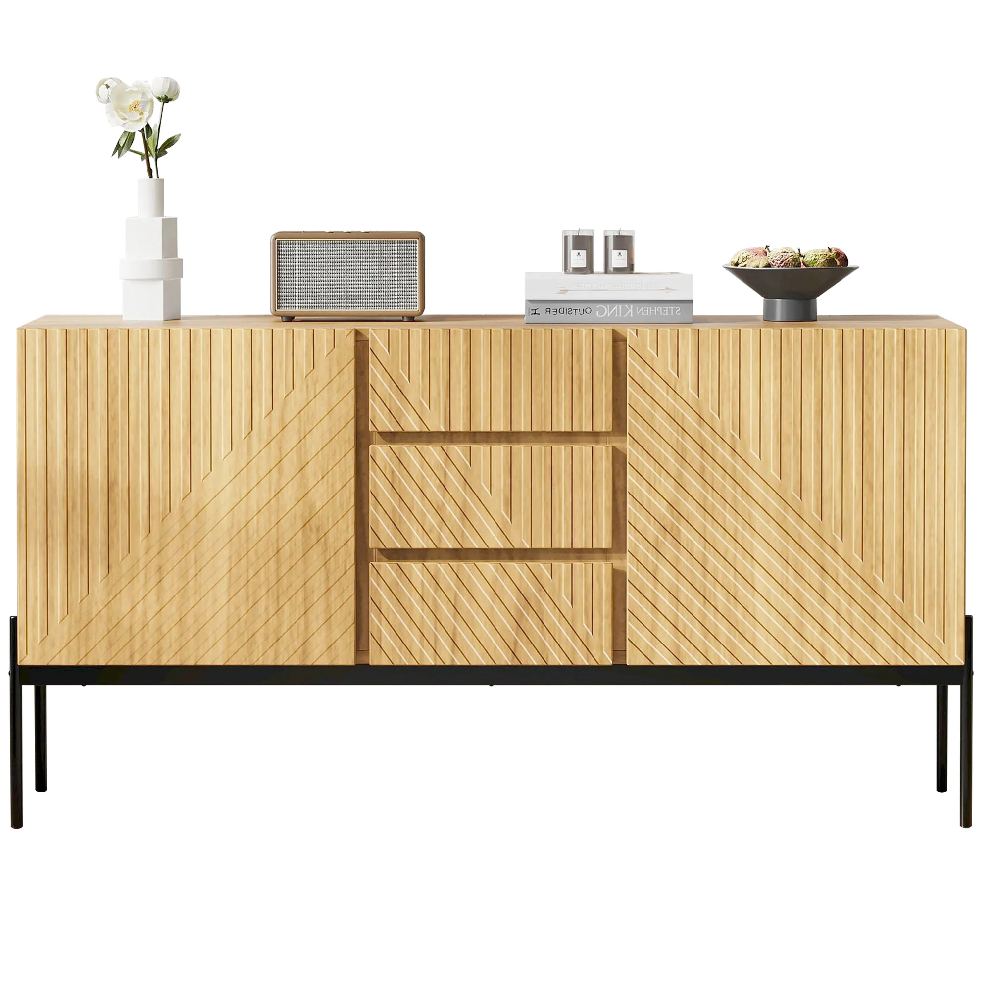 Sideboard with 2 doors and 3 drawers, metal legs - Image 6