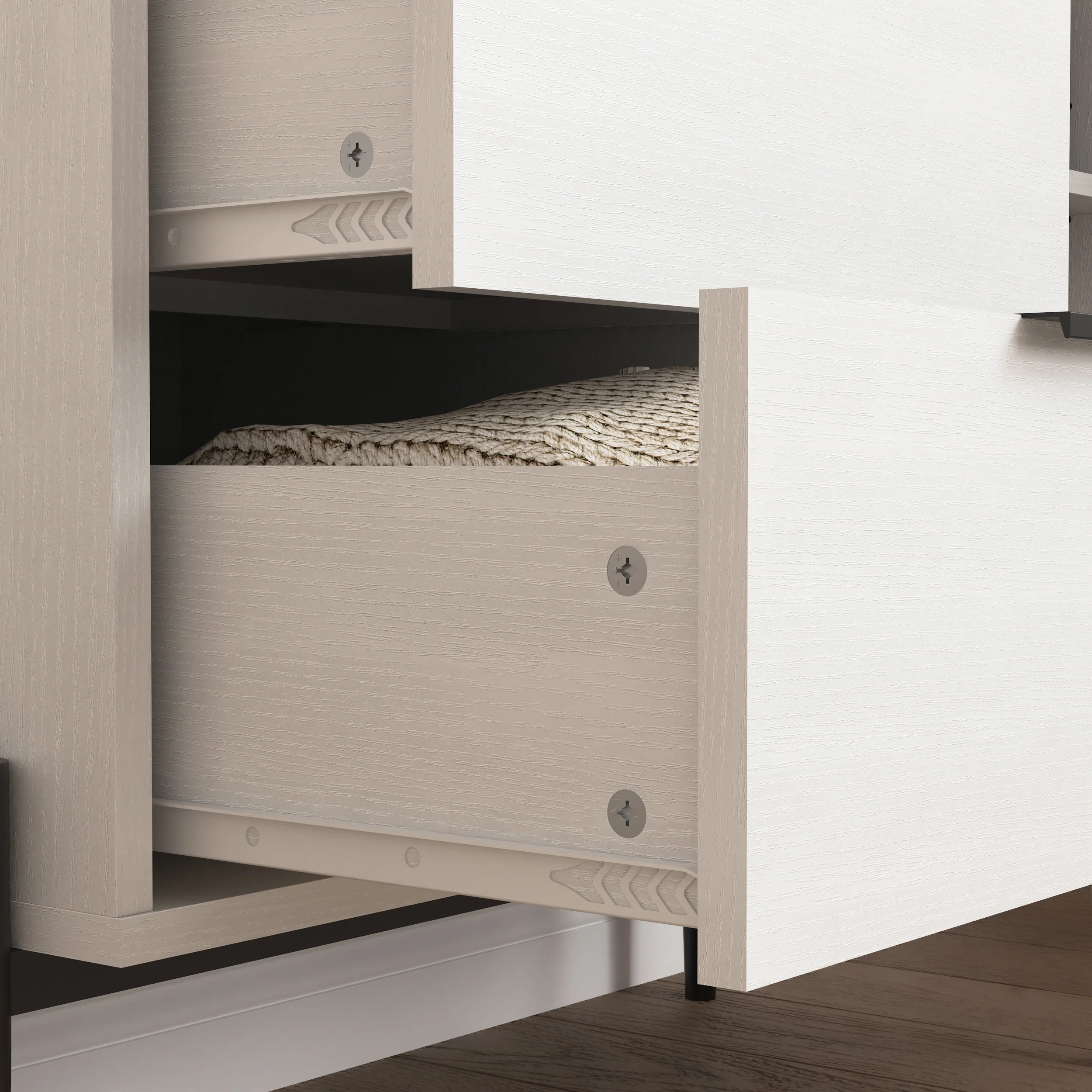 Sideboard with 3 Drawers 1 Glass Door Storage 85x40x120cm - Wooden - Image 4