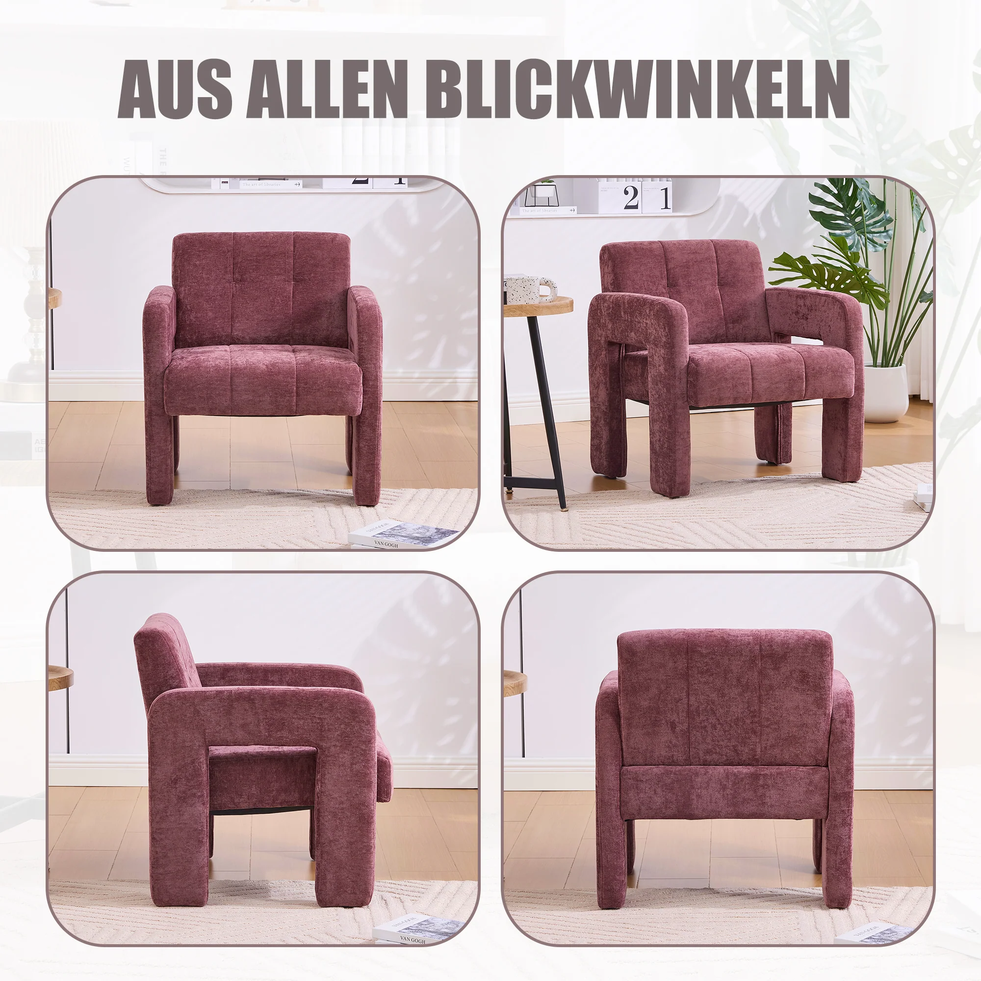 Single Armchair Modern Minimalist Upholstered Padded - Nordic Style - Image 4