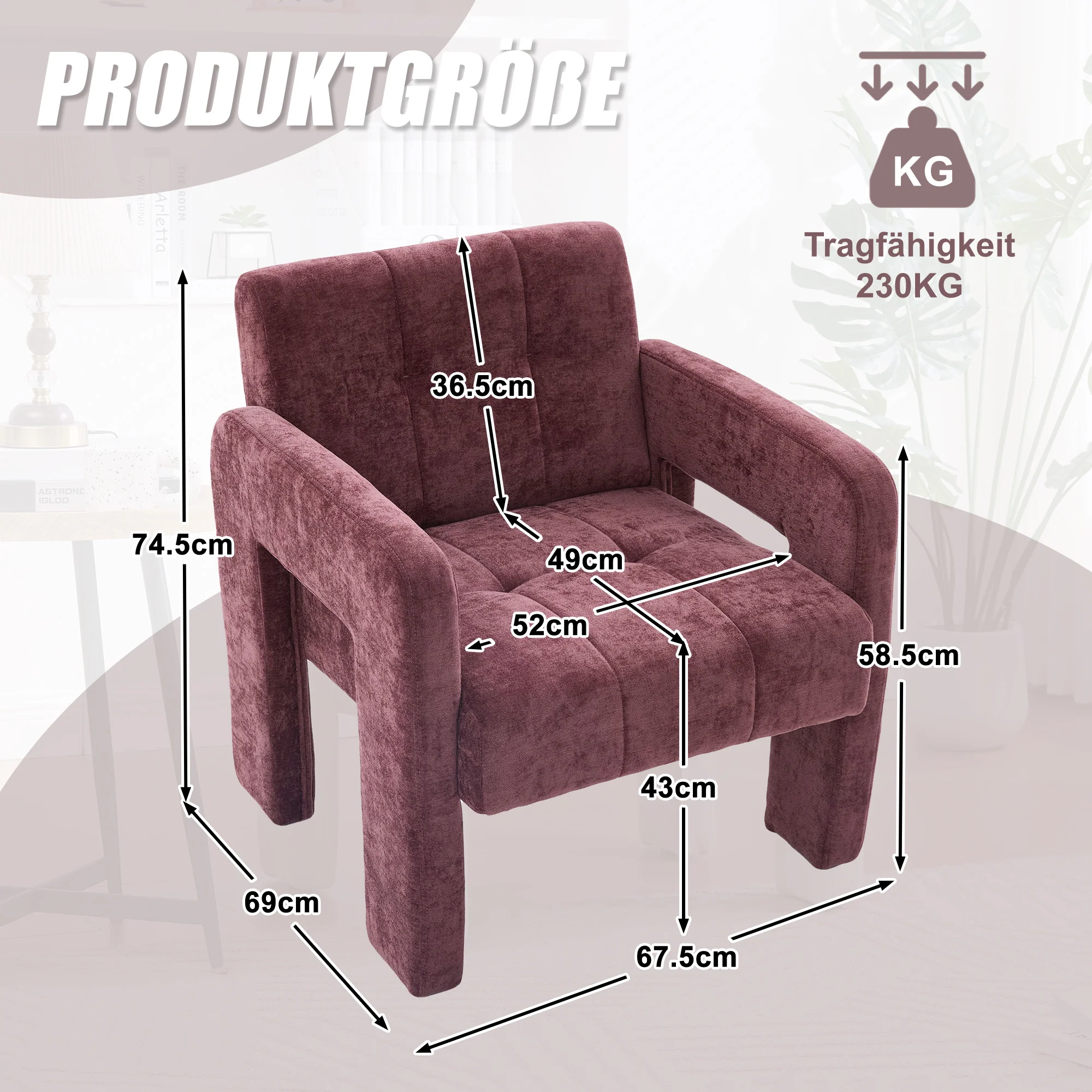 Single Armchair Modern Minimalist Upholstered Padded - Nordic Style - Image 6
