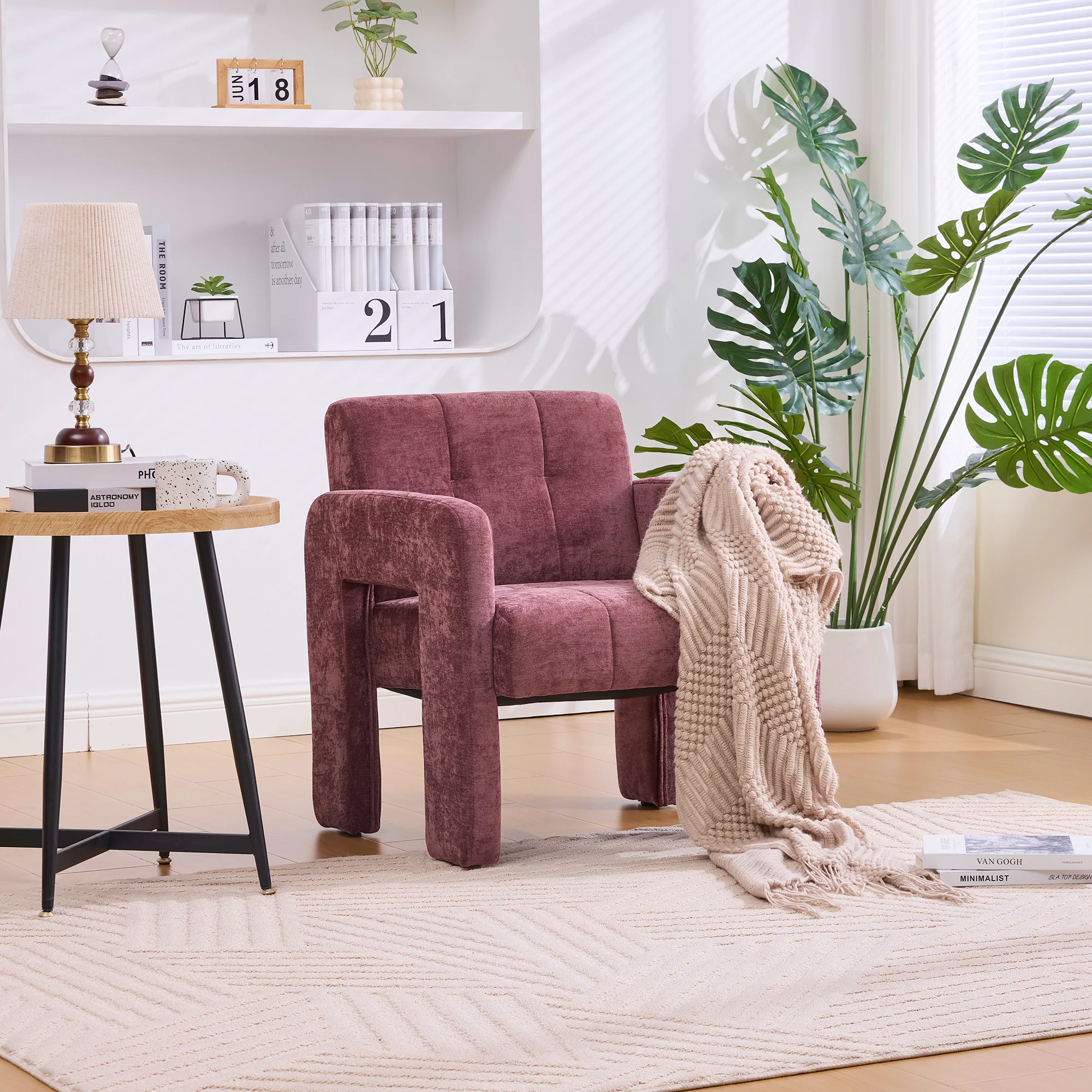 Single Armchair Modern Minimalist Upholstered Padded - Nordic Style - Image 8