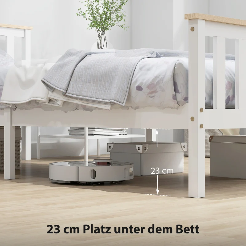 Single Bed Wood Frame Lower Storage - Natural Wood/White - Image 4