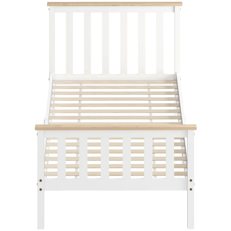 Single Bed Wood Frame Lower Storage - Natural Wood/White - Image 8
