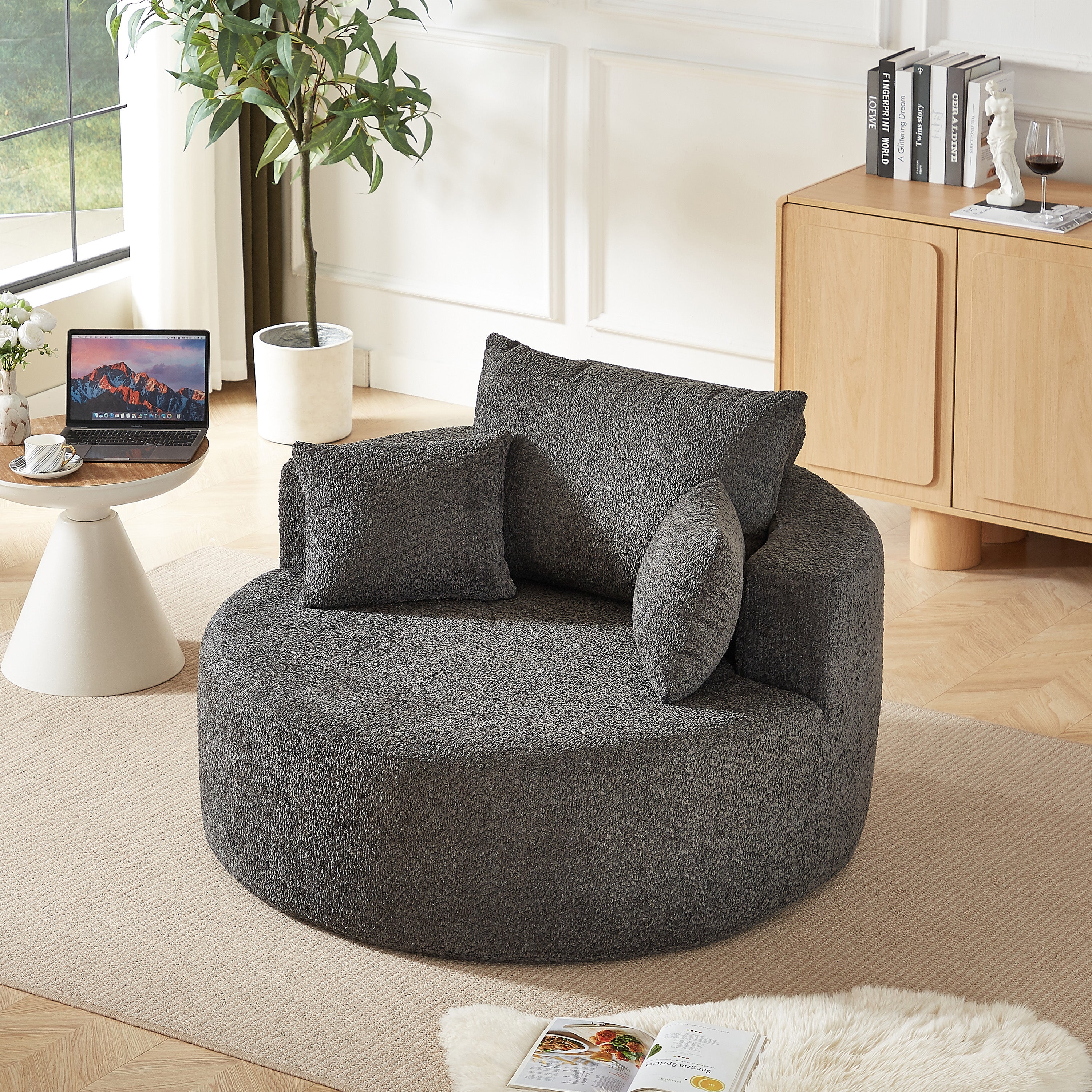 Sleeper Chair Fluffy Modern No Assembly - Chenille Foam - Image 10