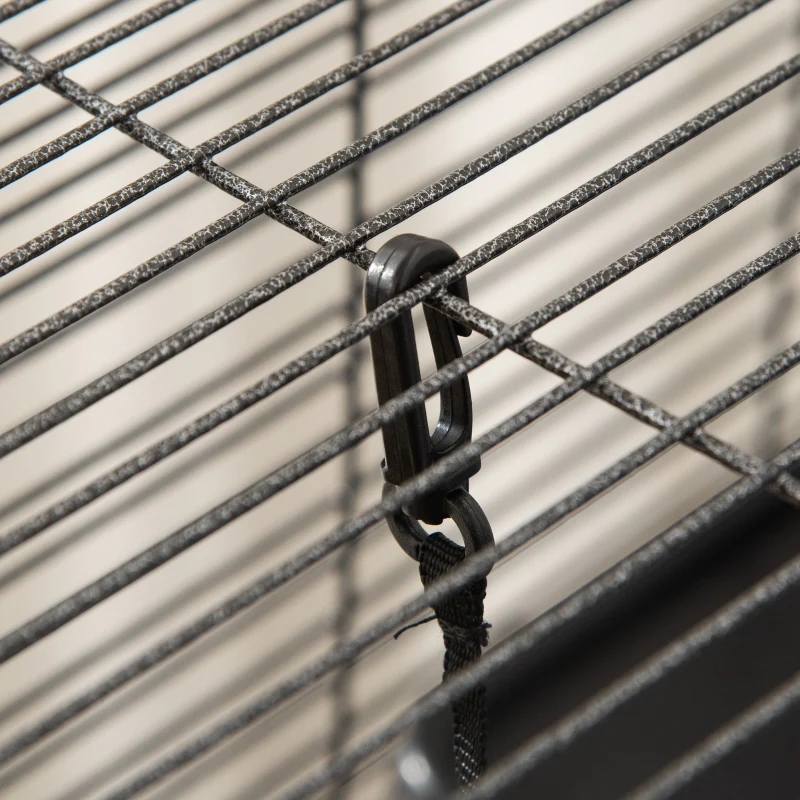 Small Animal Cage with Wheels, Hammock, 4 Platforms, Removable Tray, Silver - Image 7