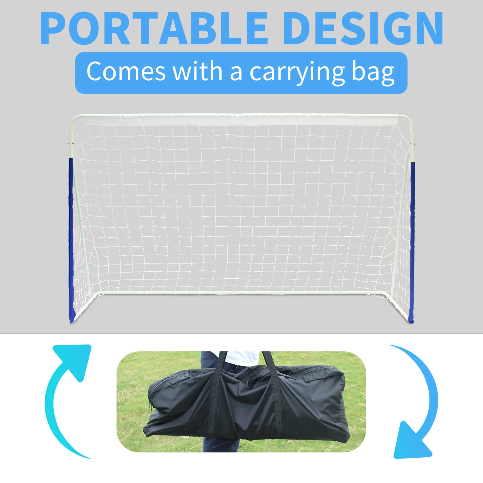 Soccer Goal 8x5FT Portable Collapsible Quick Setup - Metal Base - Image 4