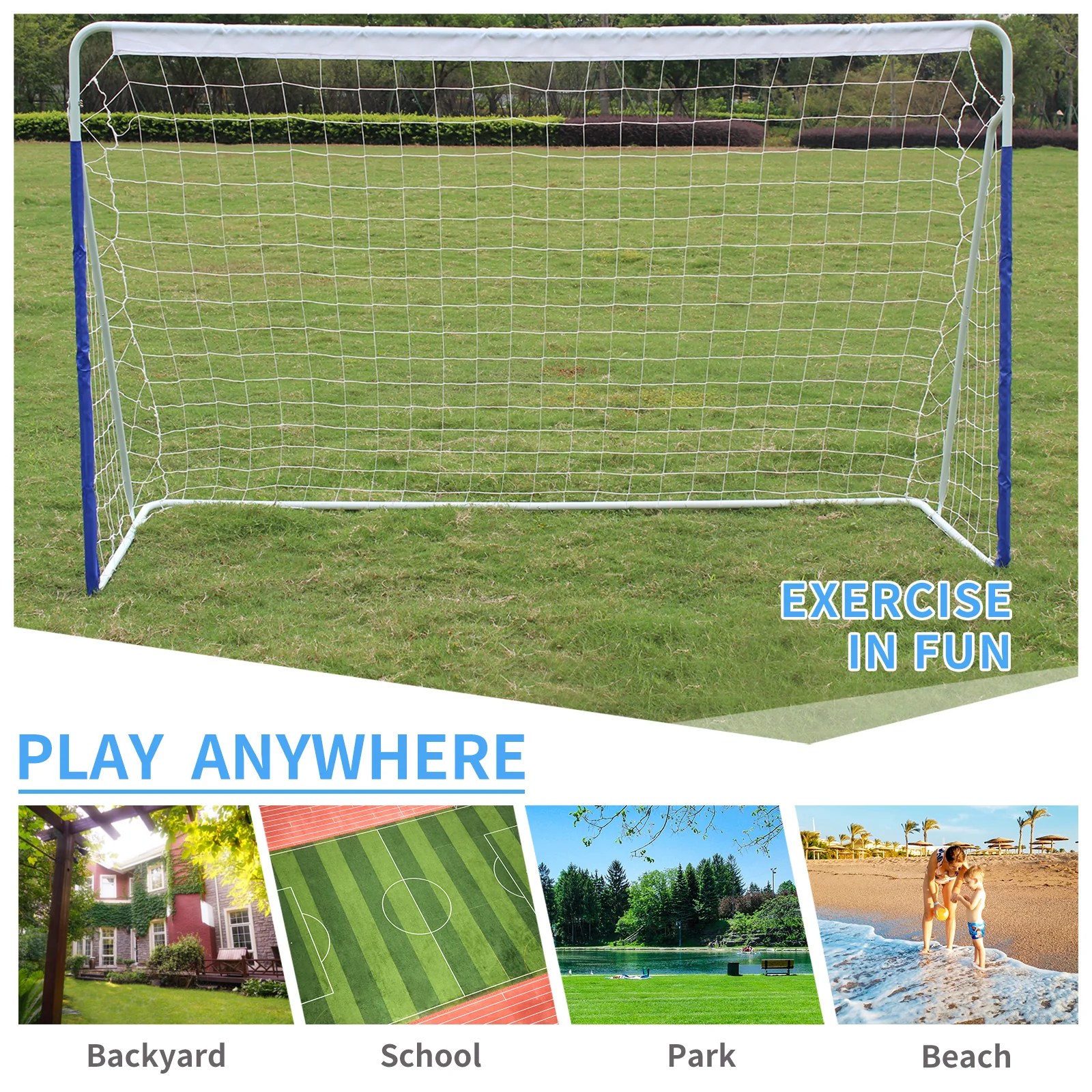 Soccer Goal 8x5FT Portable Collapsible Quick Setup - Metal Base - Image 6