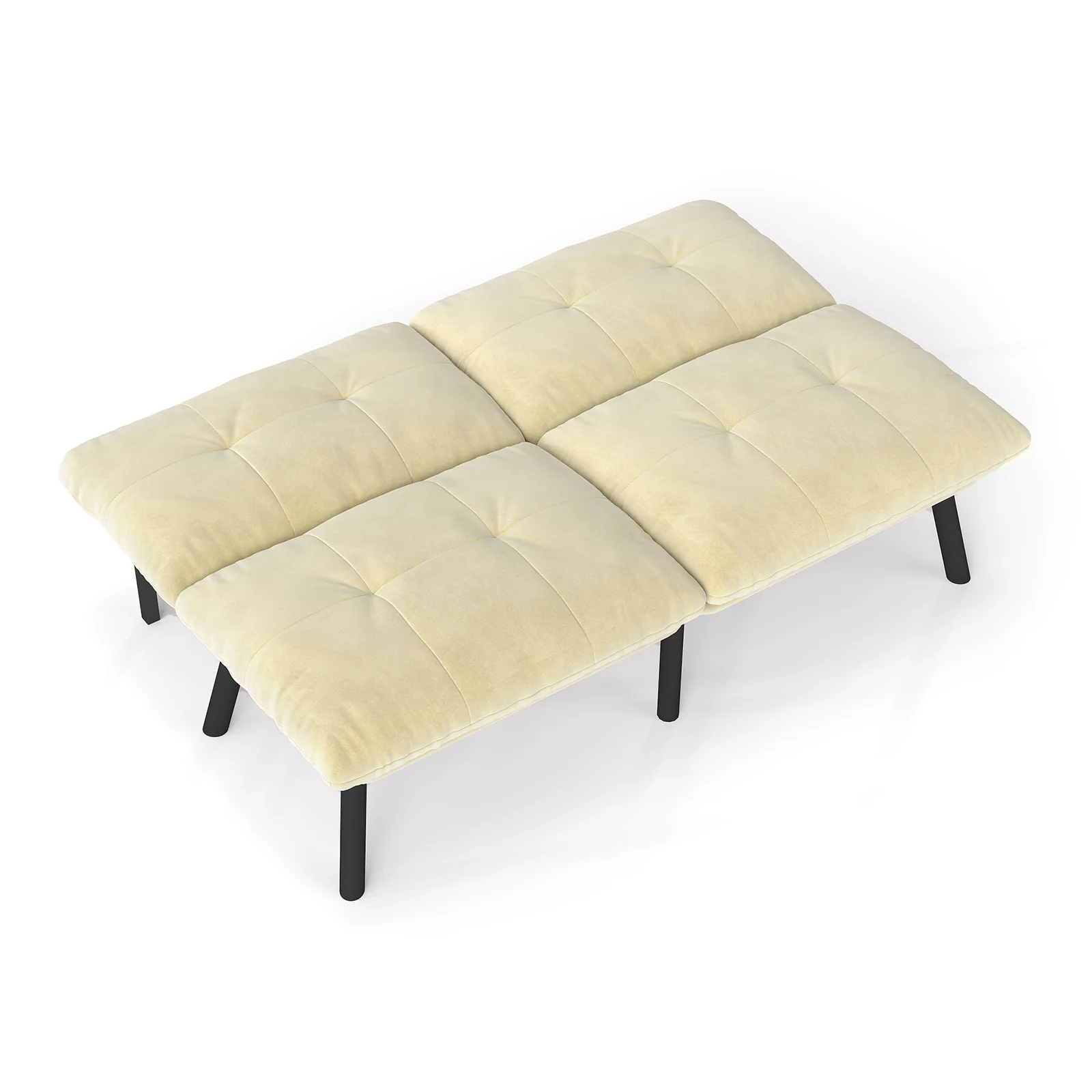 Sofa Bed 2-Seater Foldable Futon - Cream - Image 4