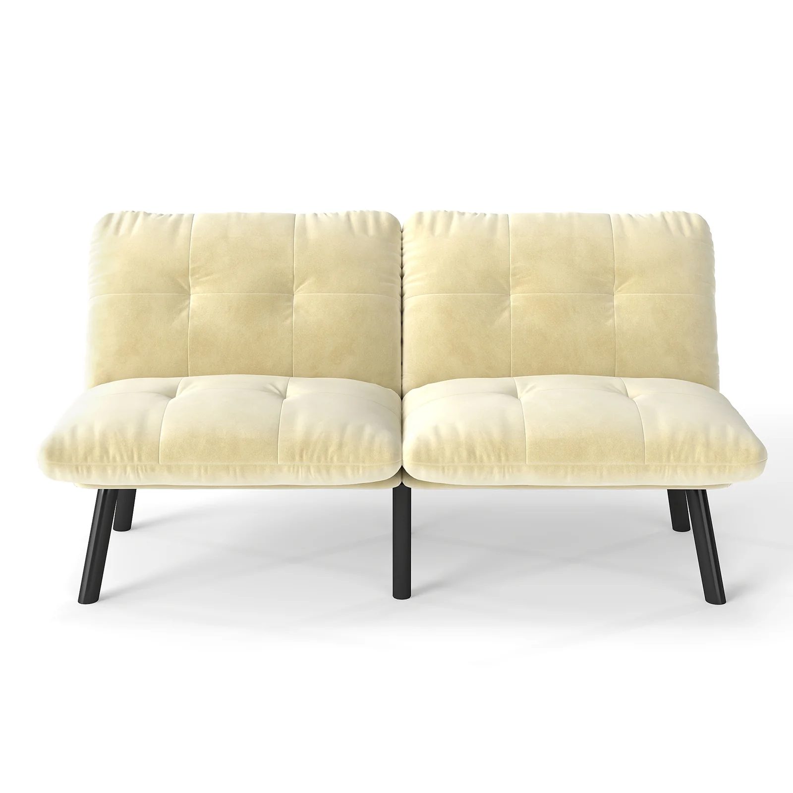 Sofa Bed 2-Seater Foldable Futon - Cream - Image 6