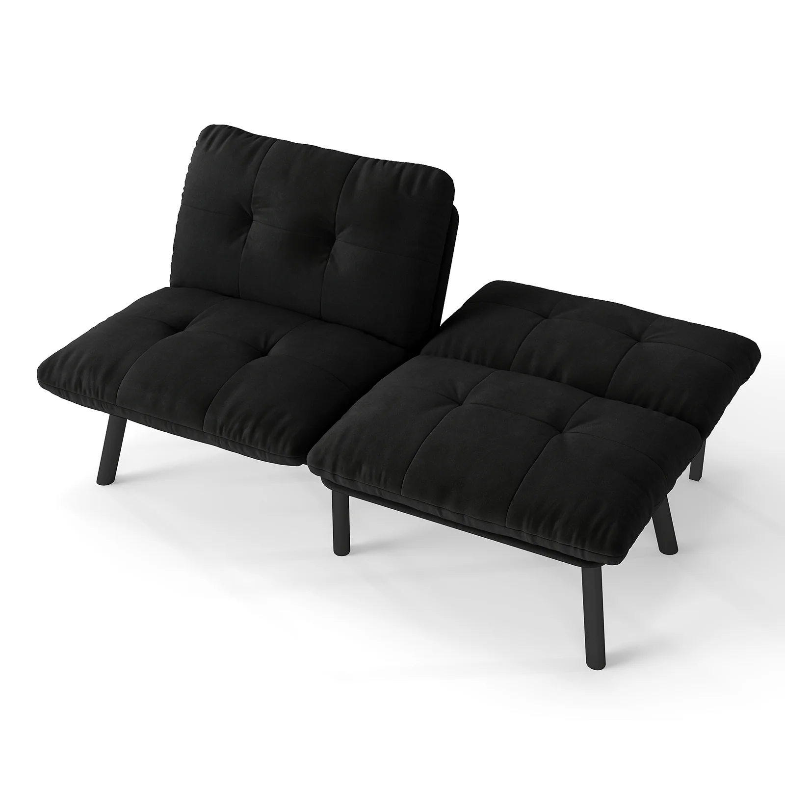 Sofa Bed Foldable 2-Seater Futon Guest Bed - Black - Image 2