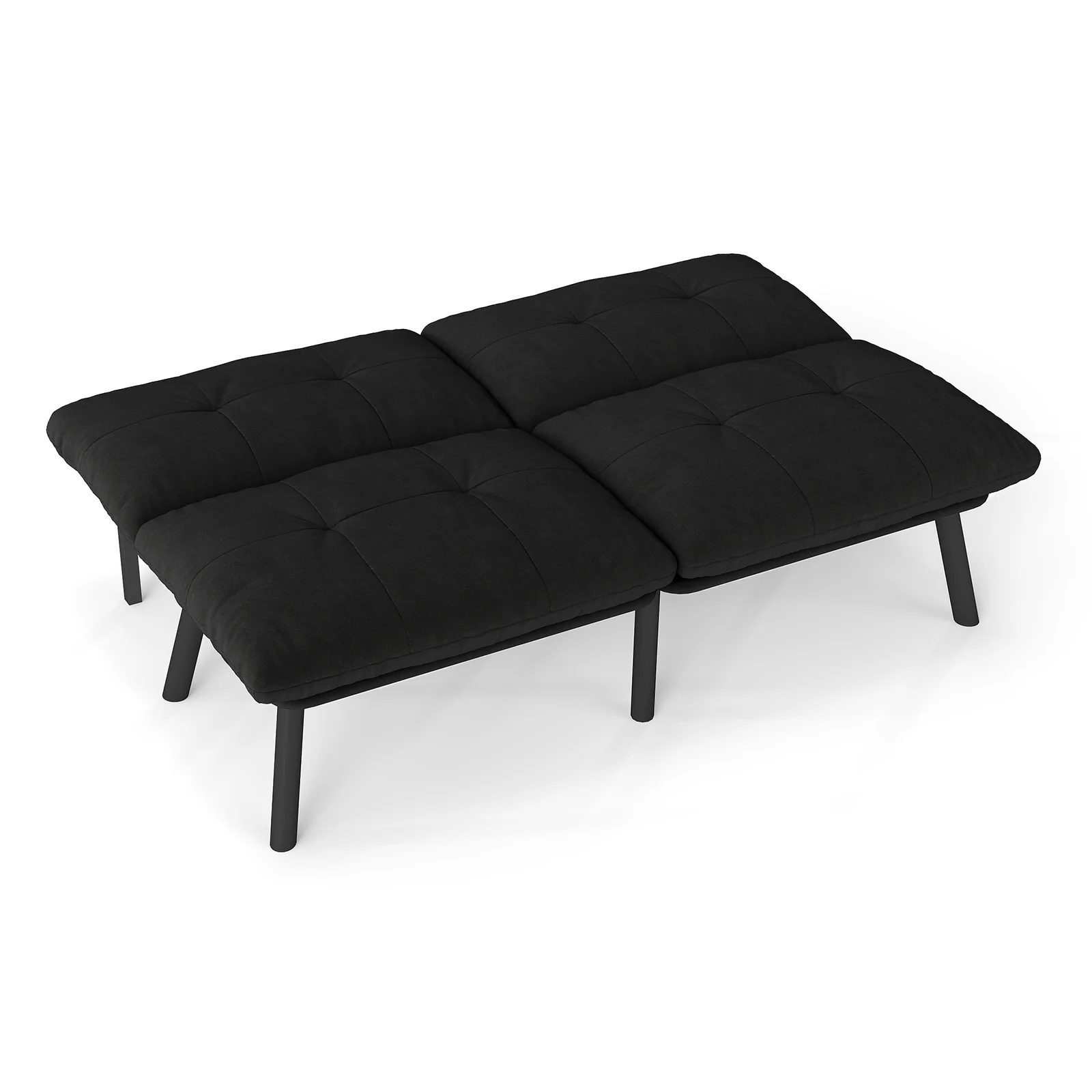 Sofa Bed Foldable 2-Seater Futon Guest Bed - Black - Image 4