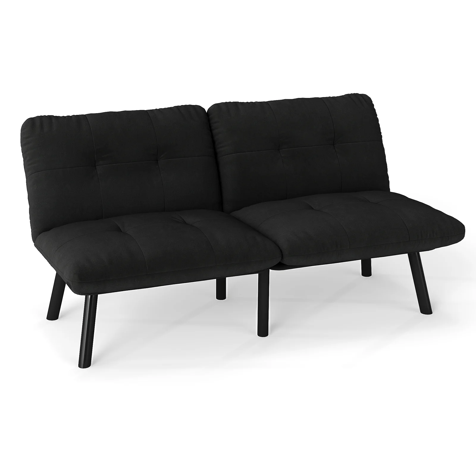 Sofa Bed Foldable 2-Seater Futon Guest Bed - Black - Image 5