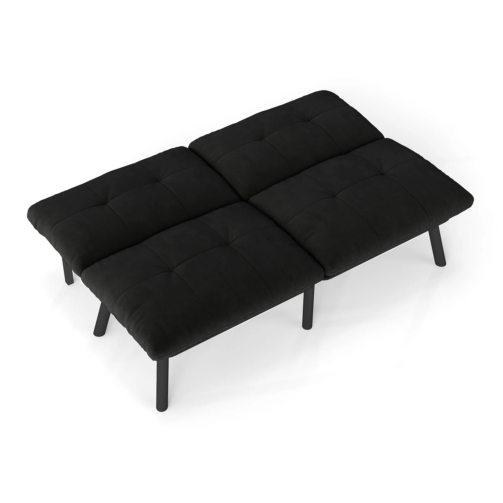 Sofa Bed Foldable 2-Seater Futon Guest Bed - Black - Image 7