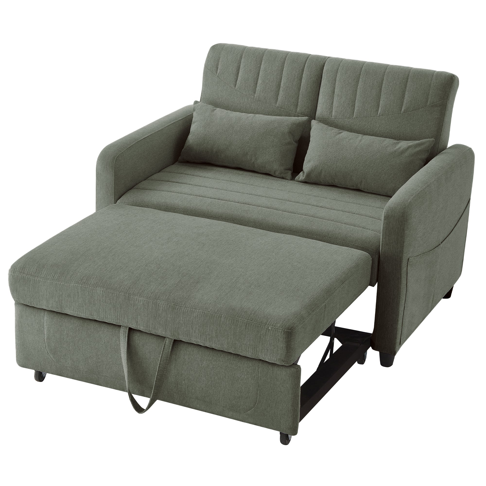 Sofa Bed Two-seater Extendable 3-Position Adjustable Backrest - Cotton-Linen Fabric - Image 2