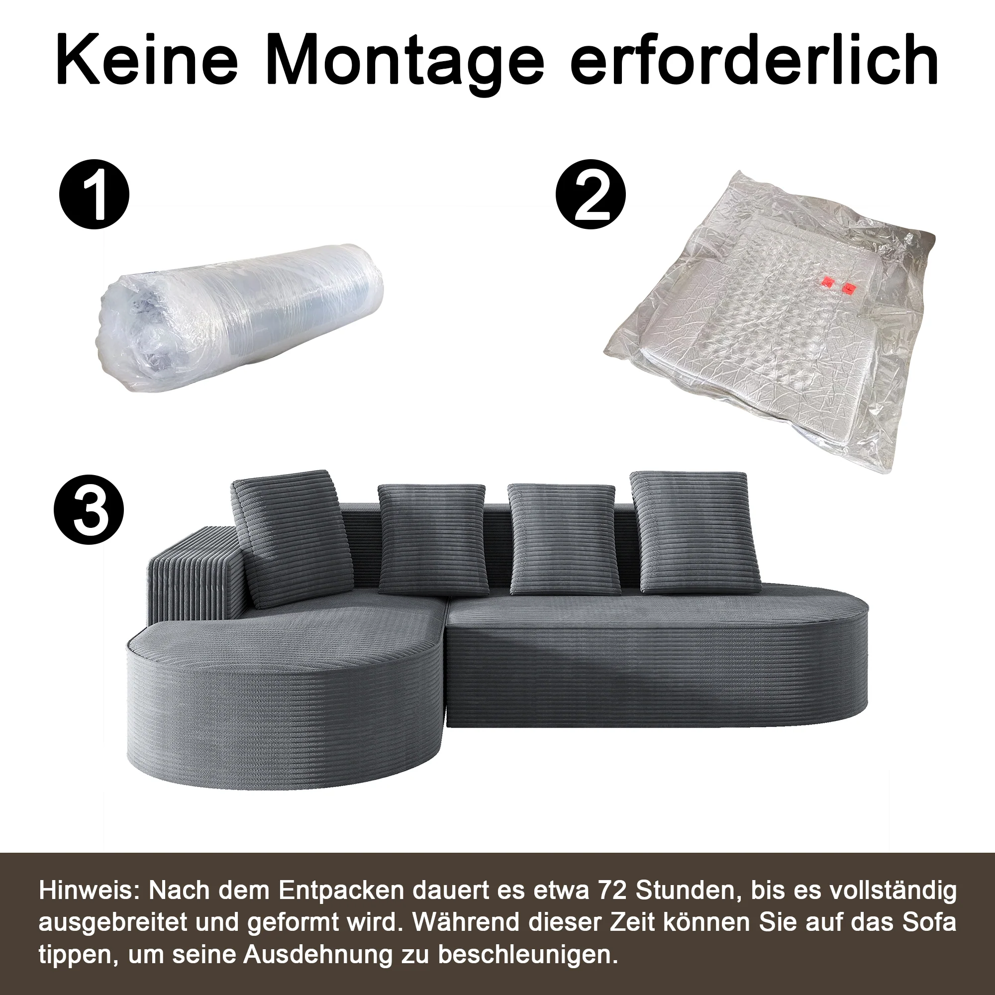Sofa Modular L-Shaped Deep Seat - Compressed - Image 2