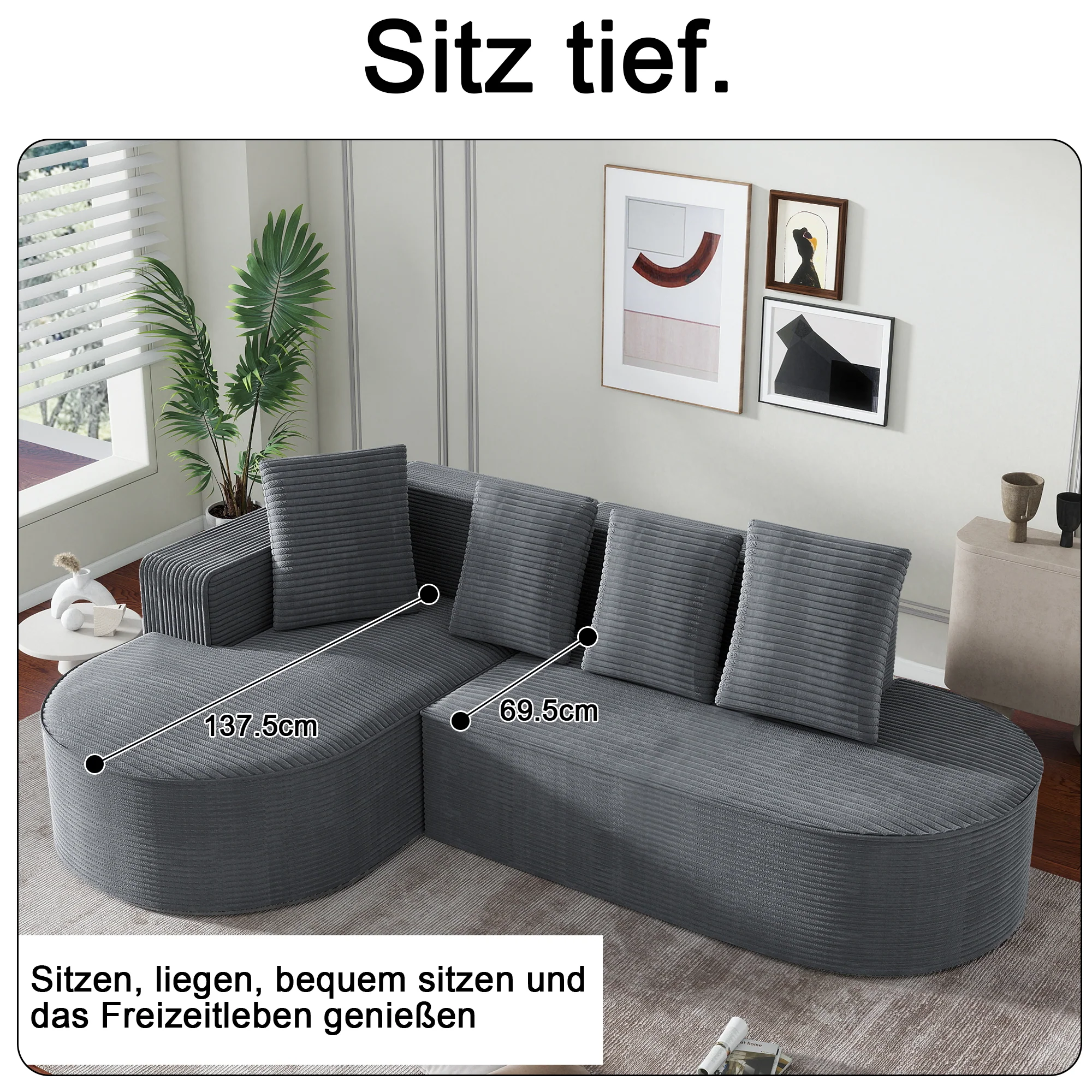 Sofa Modular L-Shaped Deep Seat - Compressed - Image 6