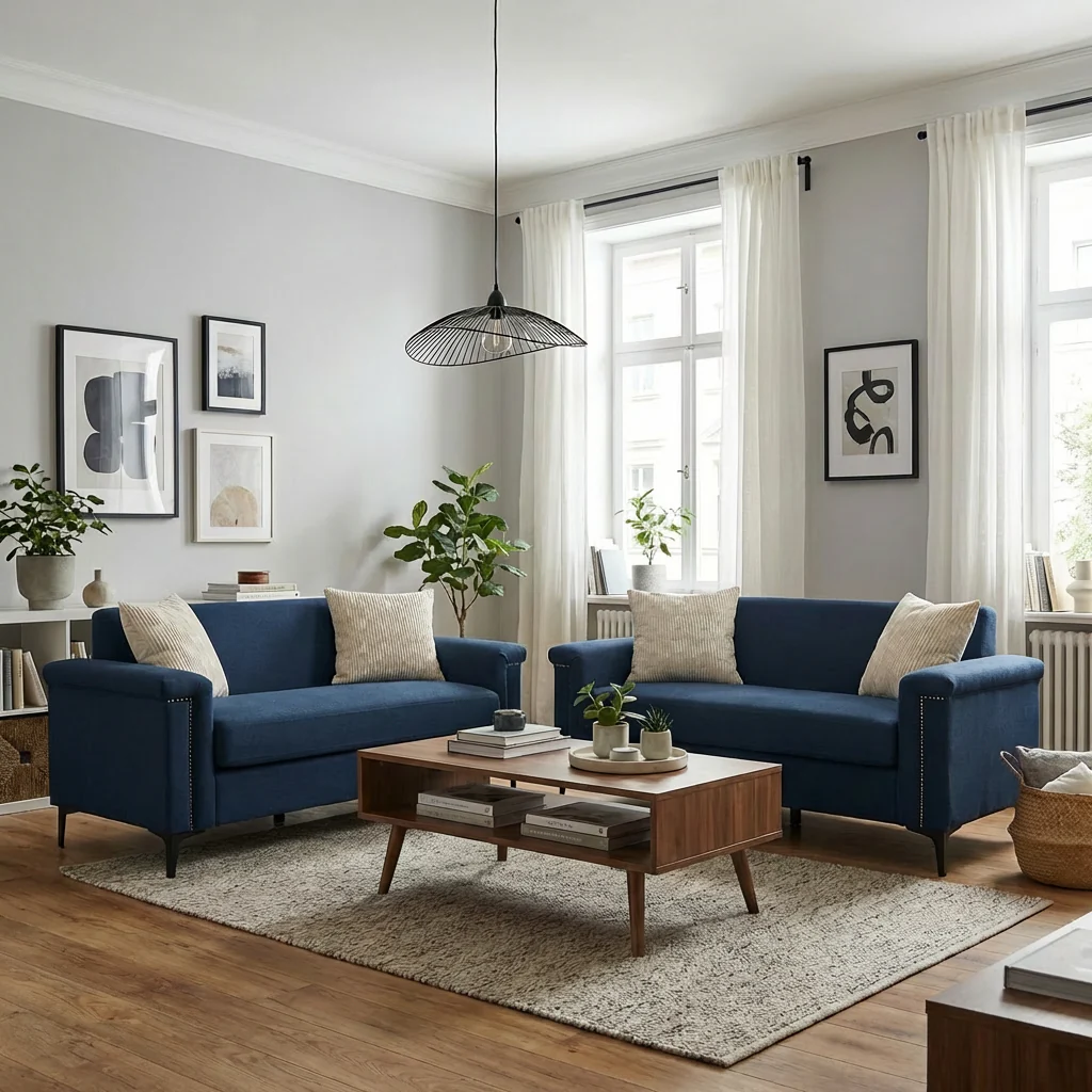 Sofa Set 2-Seater 172cm Space-Saving 2-Piece - Fabric - Image 2