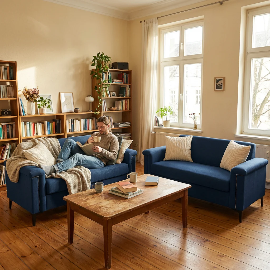 Sofa Set 2-Seater 172cm Space-Saving 2-Piece - Fabric - Image 3