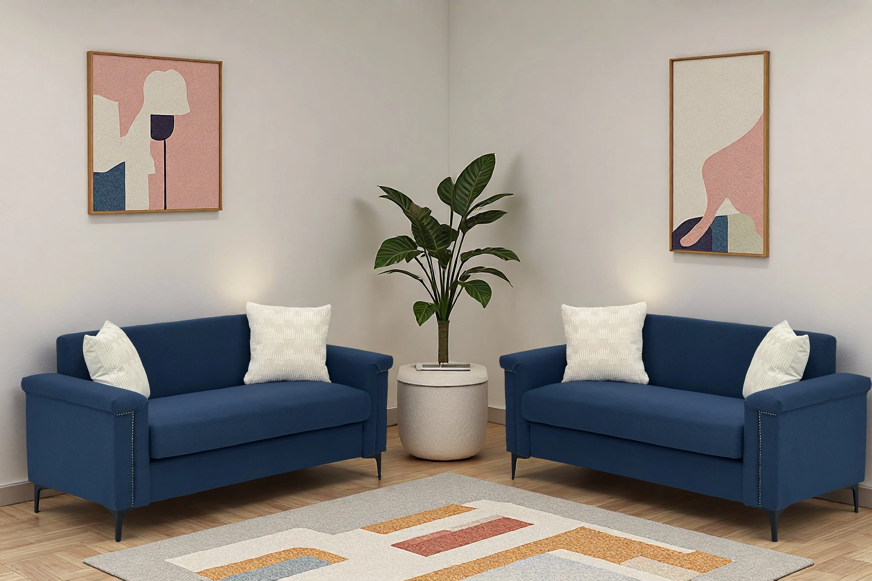 Sofa Set 2-Seater 172cm Space-Saving 2-Piece - Fabric - Image 7