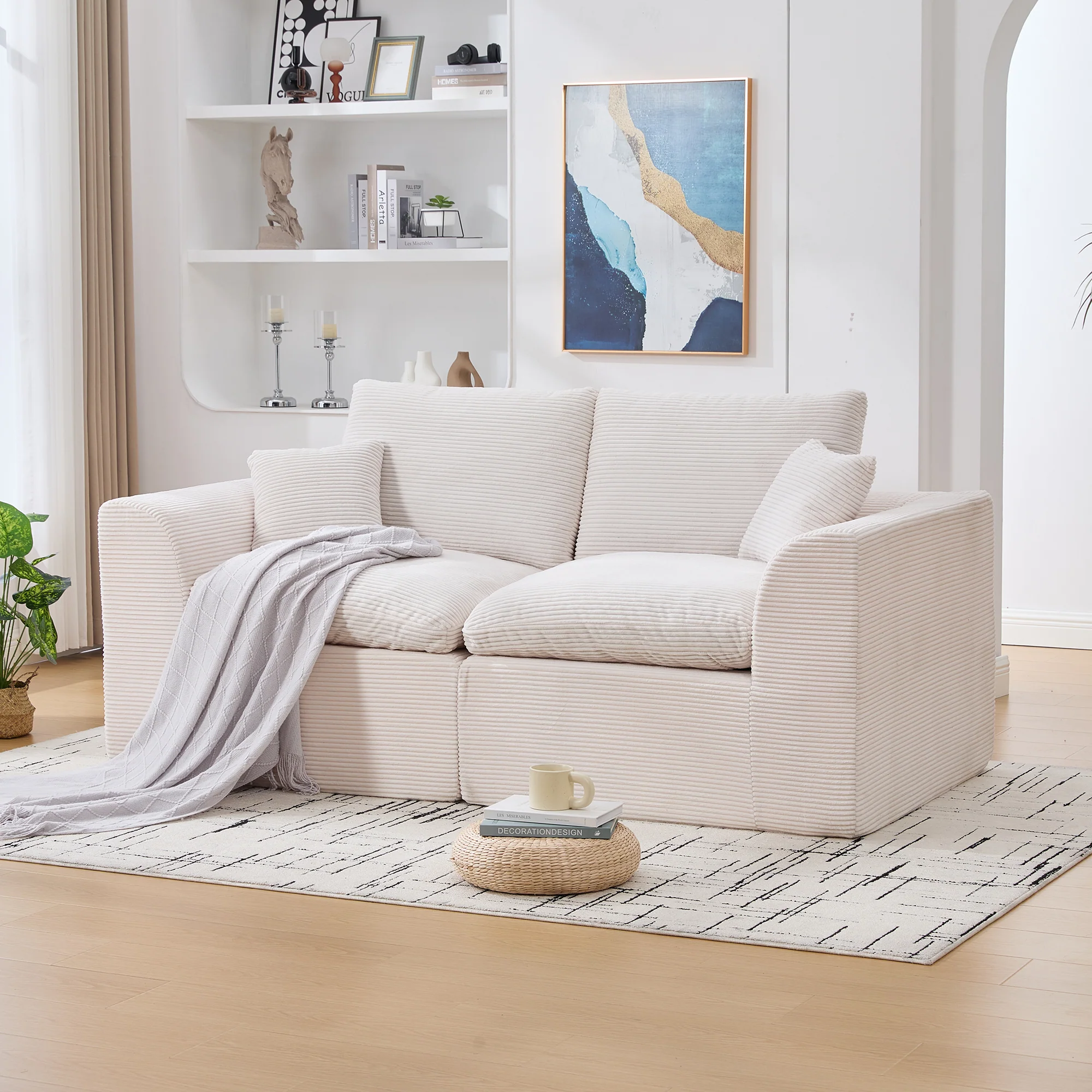 Sofa Two-Seater Modern Minimalist Nordic Style - Fabric - Image 10