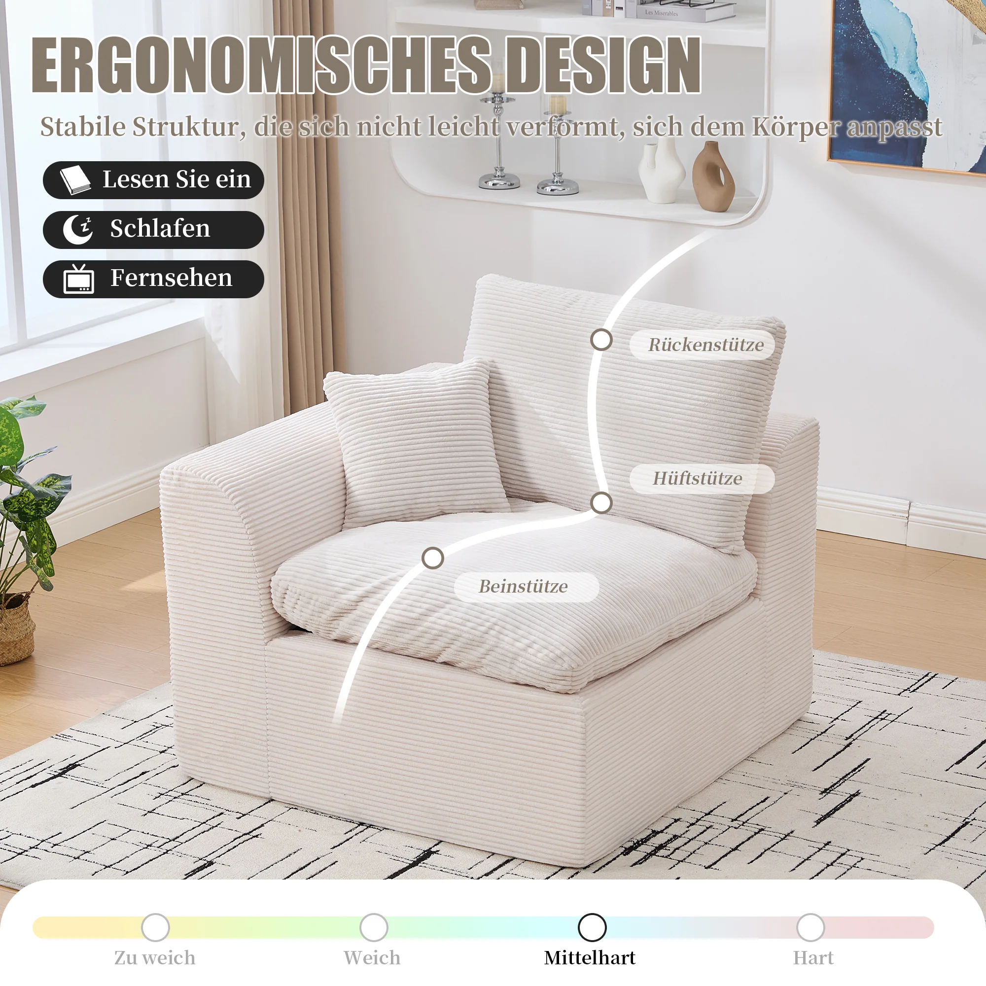 Sofa Two-Seater Modern Minimalist Nordic Style - Fabric - Image 6