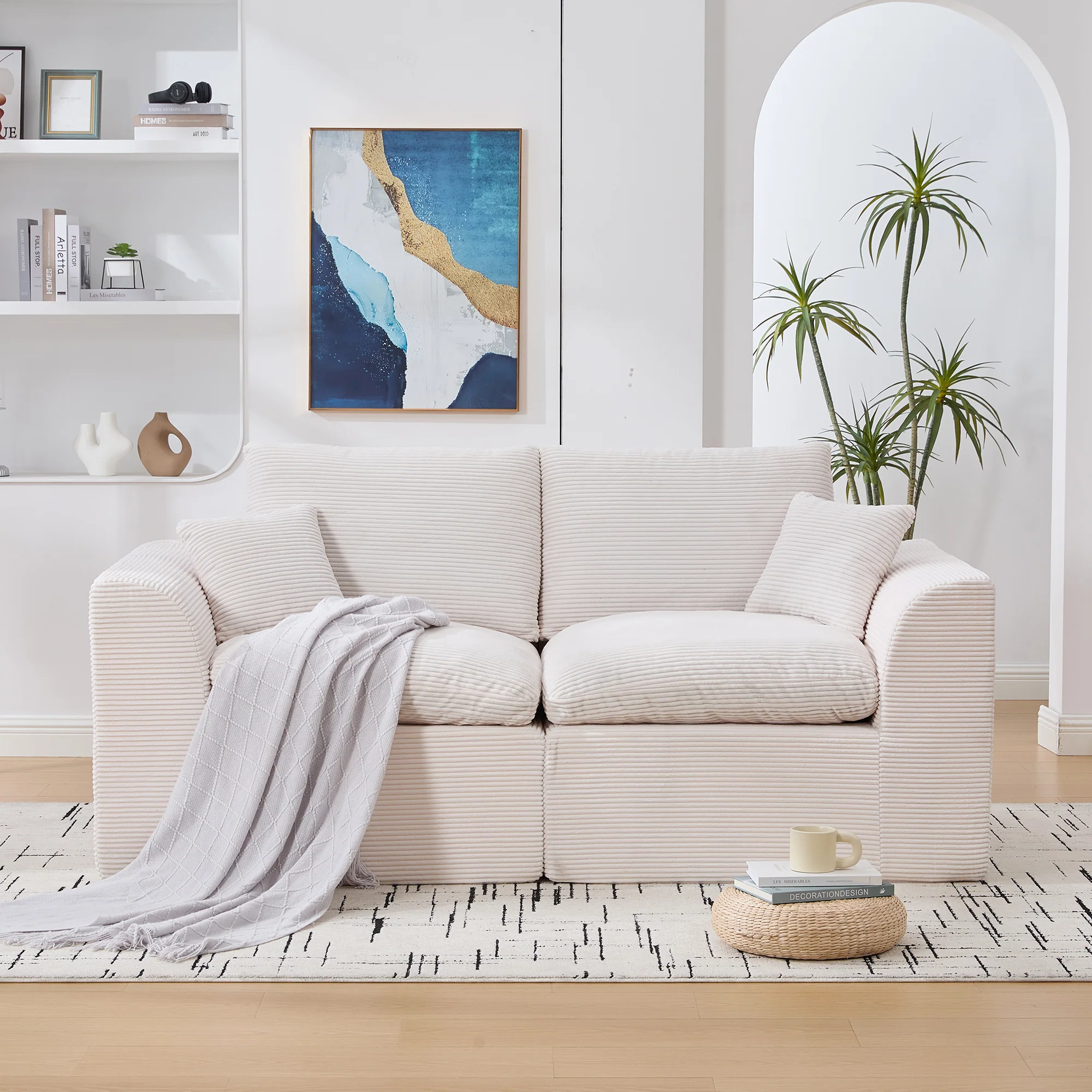 Sofa Two-Seater Modern Minimalist Nordic Style - Fabric - Image 8