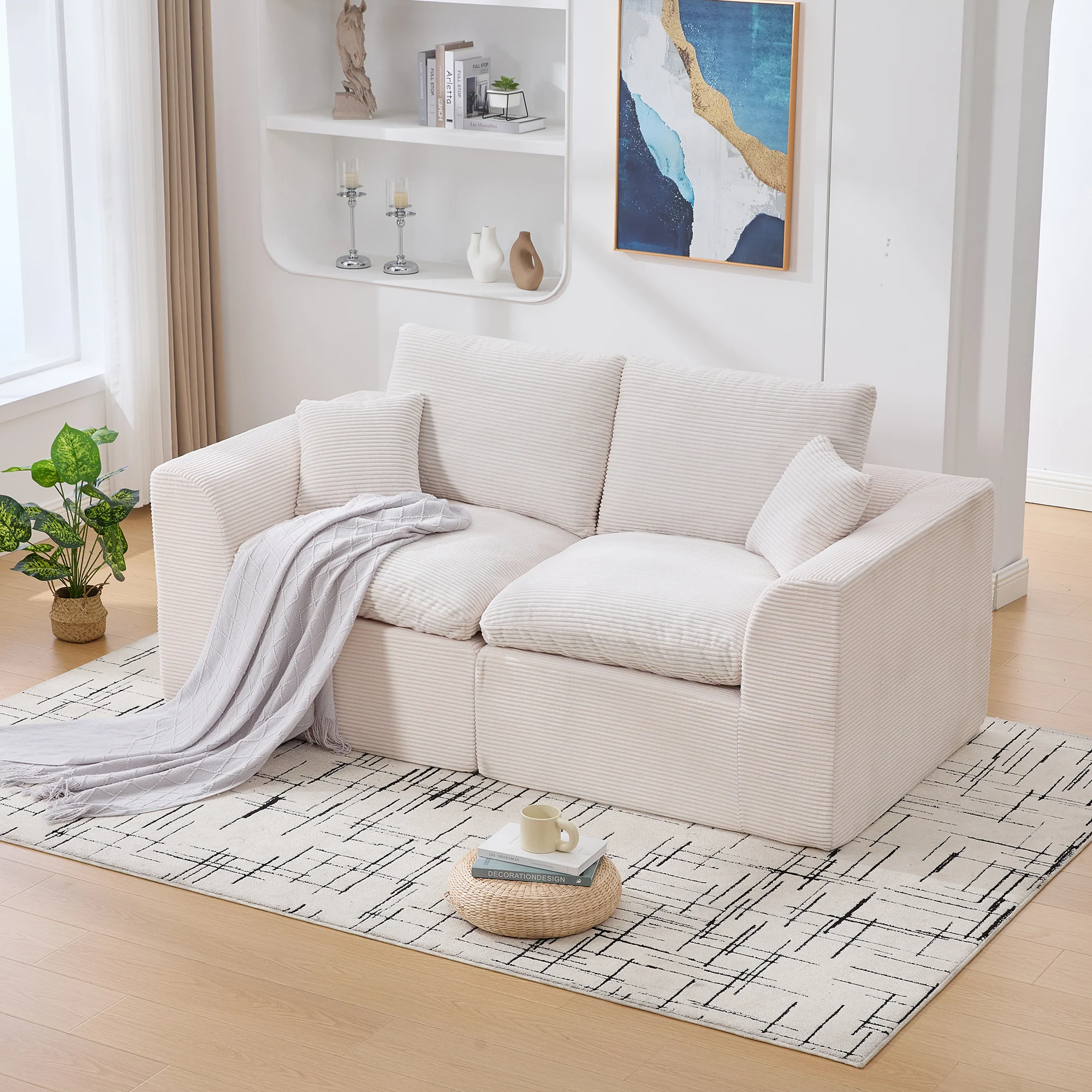 Sofa Two-Seater Modern Minimalist Nordic Style - Fabric - Image 9