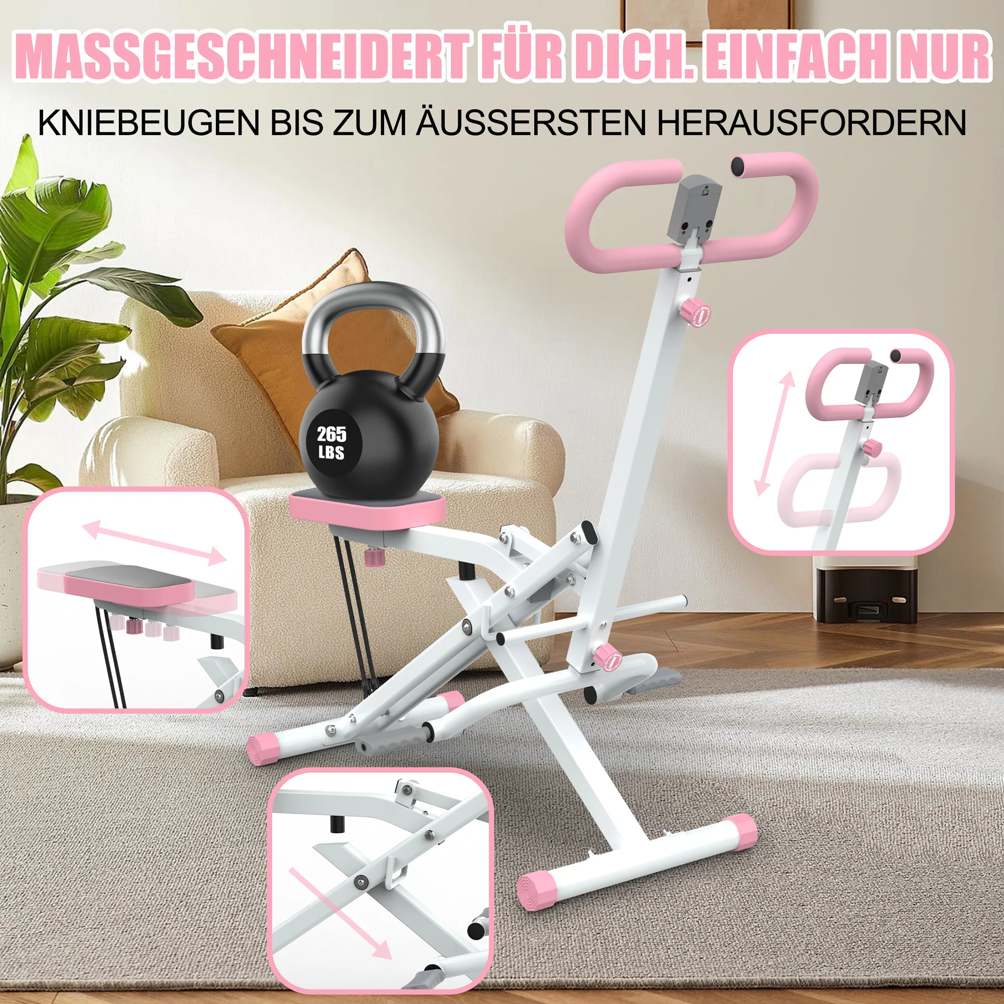 Squat Machine Foldable Glute Trainer Resistance Bands Home Use - Image 10